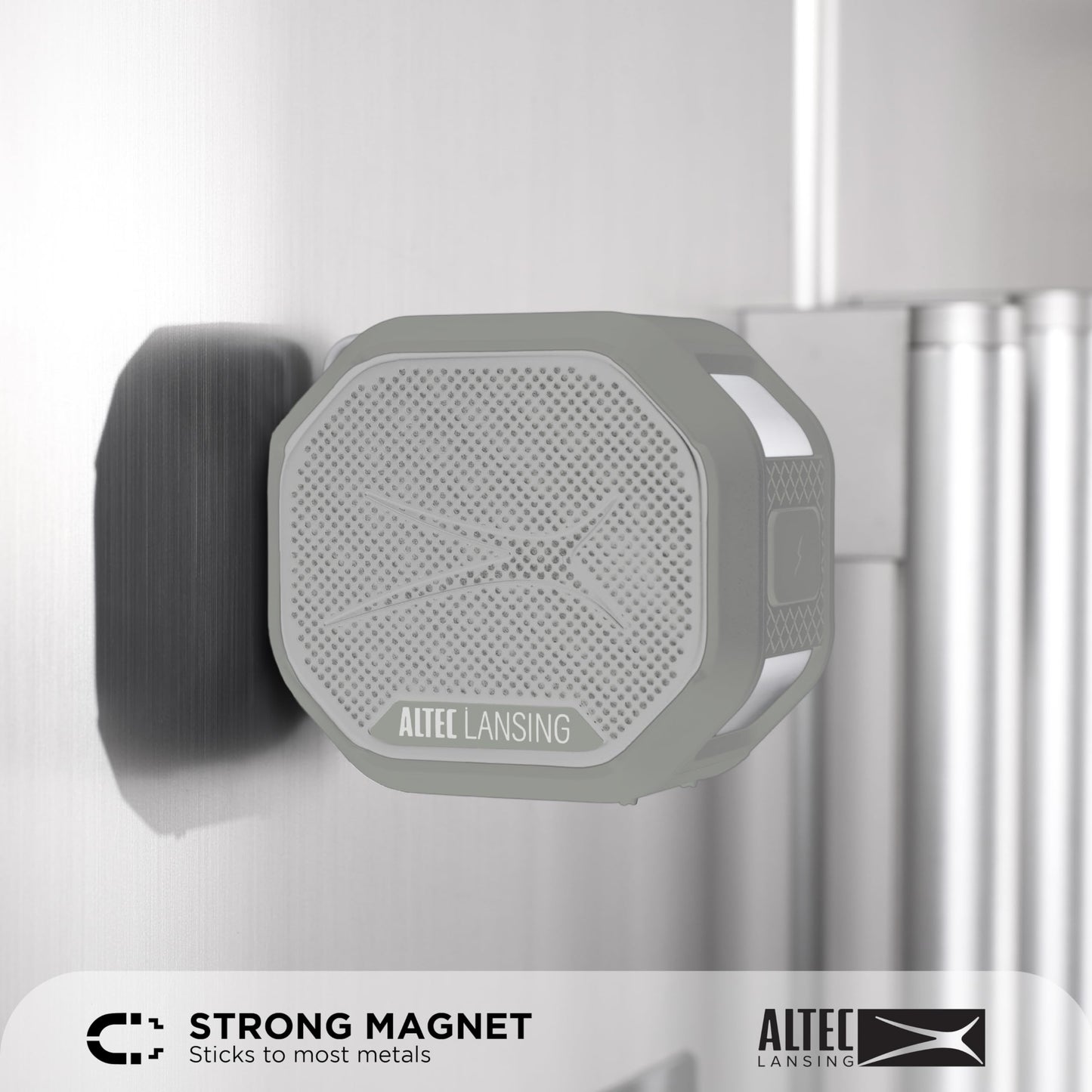 Altec Lansing HYDRATREK - Altavoz magnético Bluetooth, Impermeable IP67, Altavoz portátil, emparejamiento inalámbrico Verdadero, Carga rápida USB-C, batería de 3.7 V 400 mAh, Asistente de Voz,