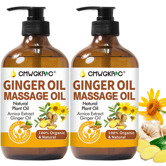 CMWGKBC Aceite de Masaje de Jengibre 2 Piezas – Con Arnica y Uva, 100% Natural, 250 ml c/u