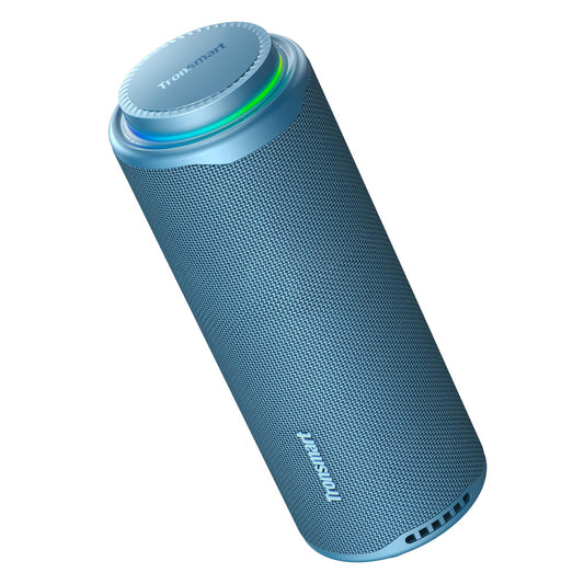 Tronsmart T8 Bocina Bluetooth Portátil para Exteriores, Sonido más Potente y nítido de 40W, Sonido de 360°, Audio de 2.1 Canales, IPX7, Personalizados Audio y Luces, cordón portátil (Azul)