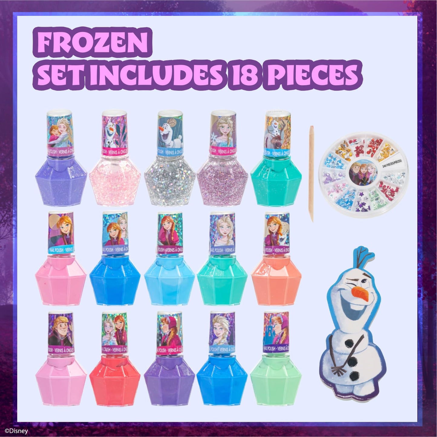 Frozen Esmalte al Agua 15 pzas Fácil de Quitar para Niñas Regalo