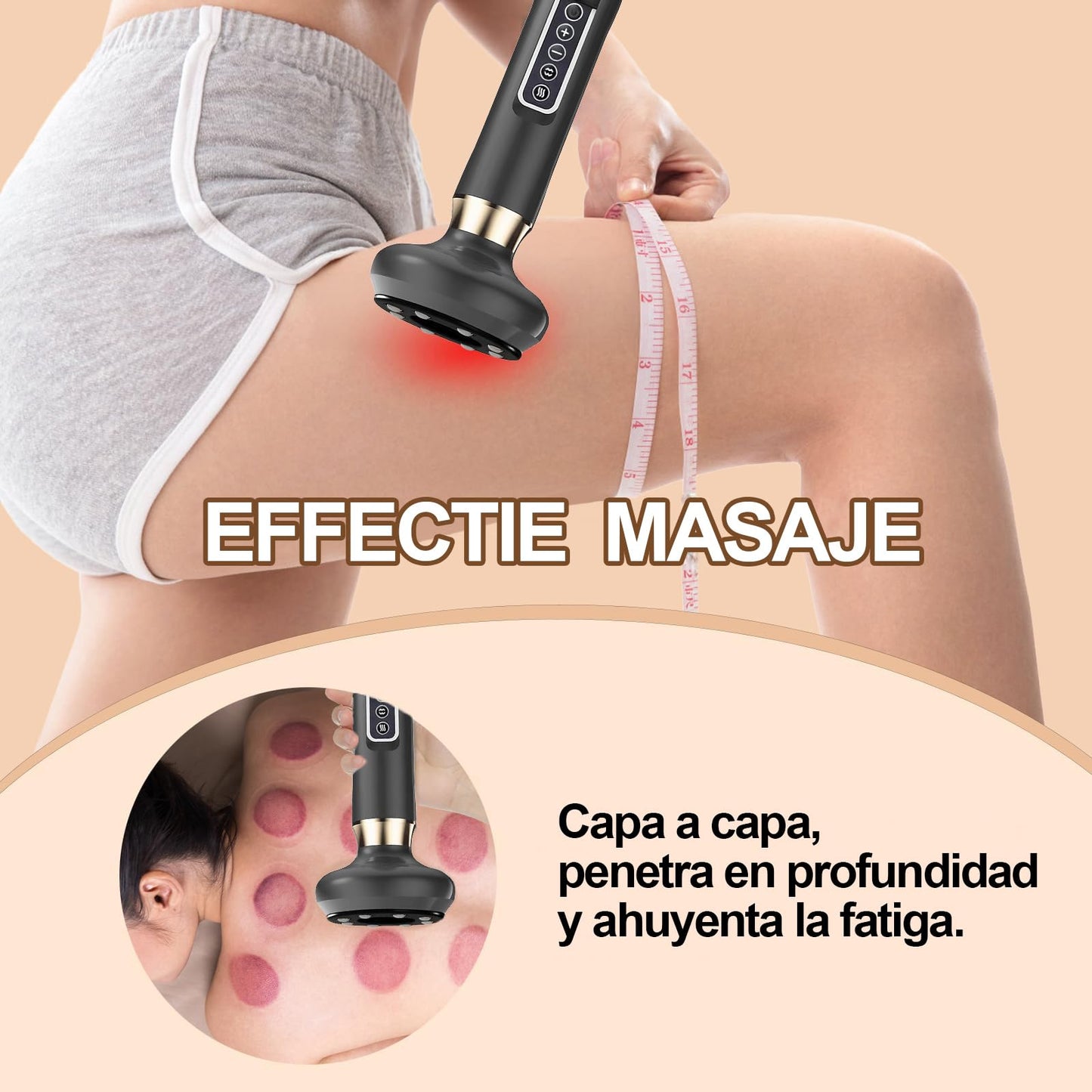 Dexvon Masajeador Celulitis Original,Masajeador Anticelulítico Ajustable y Calentamiento de 12 Niveles,Anti Cellulite Massager Recargable,Eliminador de Celulitis para Abdomen,Cintura,Brazos y Piernas