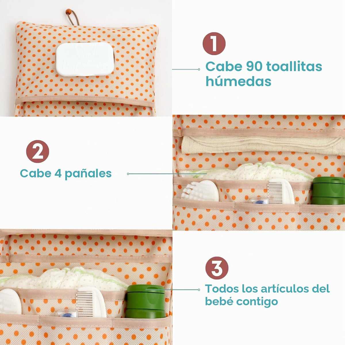 HAMUR Organizador de Bolsa de Pañales para Bebé – Amigable para Viajes, Compacto y Plegable | Bolsa de Carriola para Artículos Esenciales de Recién Nacido – Imprescindible para Niños y Niñas