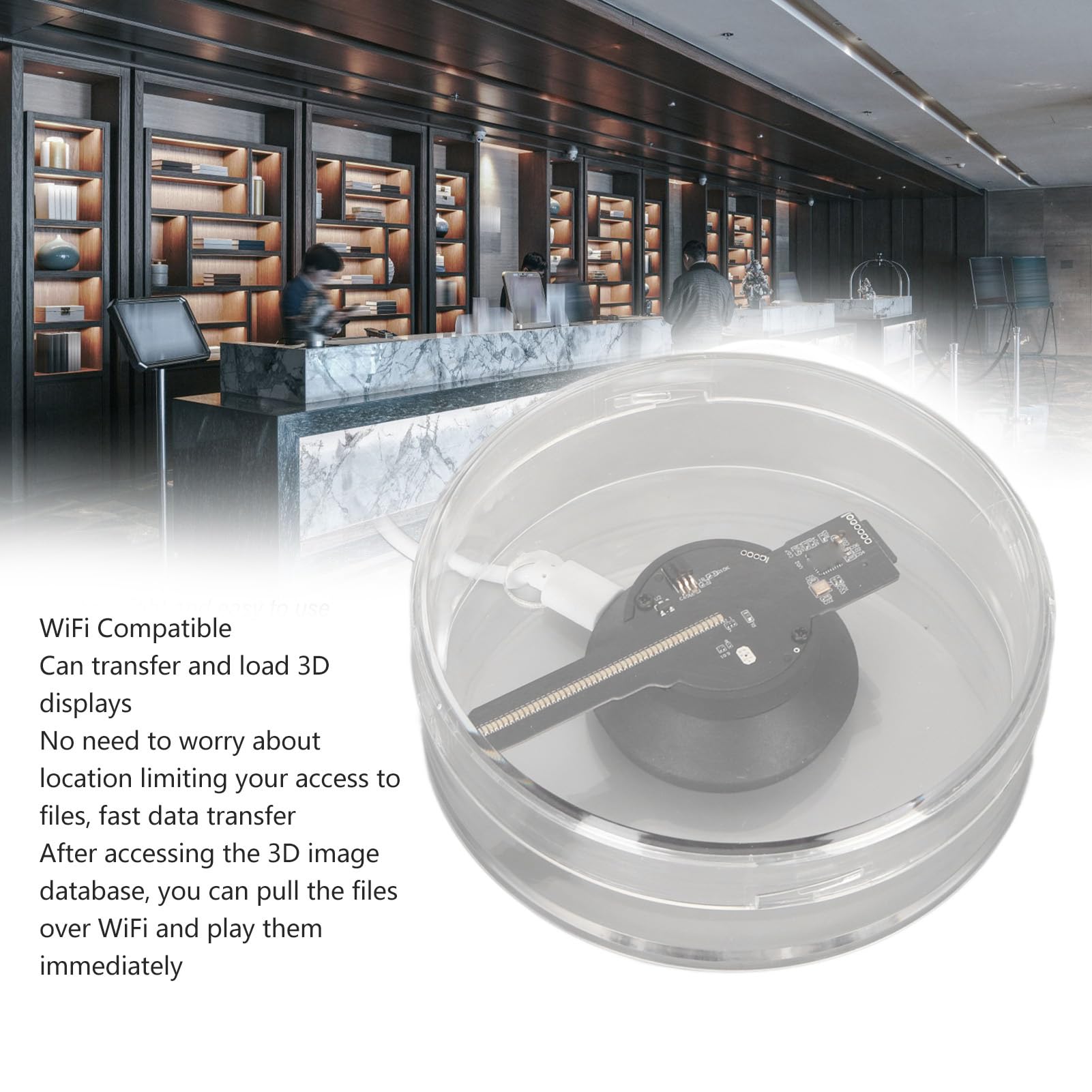 Proyector Holográfico 3D LED con Altavoz y Tarjeta de Memoria 4GB Ventilador Holográfico para Tiendas