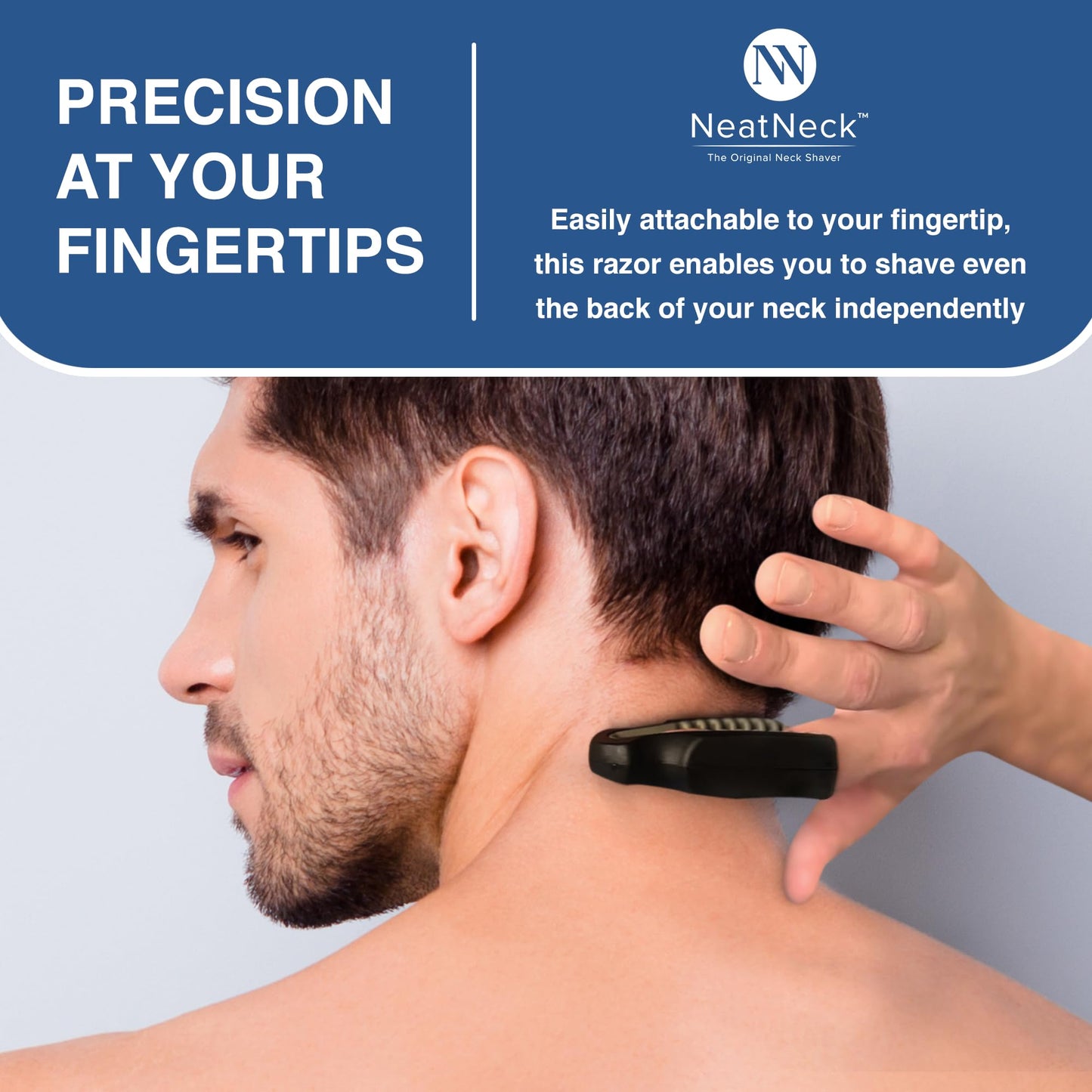 NeatNeck - Afeitadora de precisión para el cuello y nuca: Agarre compacto y cómodo con 3 hojas de afeitar desechables: Afeitado suave para cuellos rebeldes, diseño portátil, hasta 30 usos