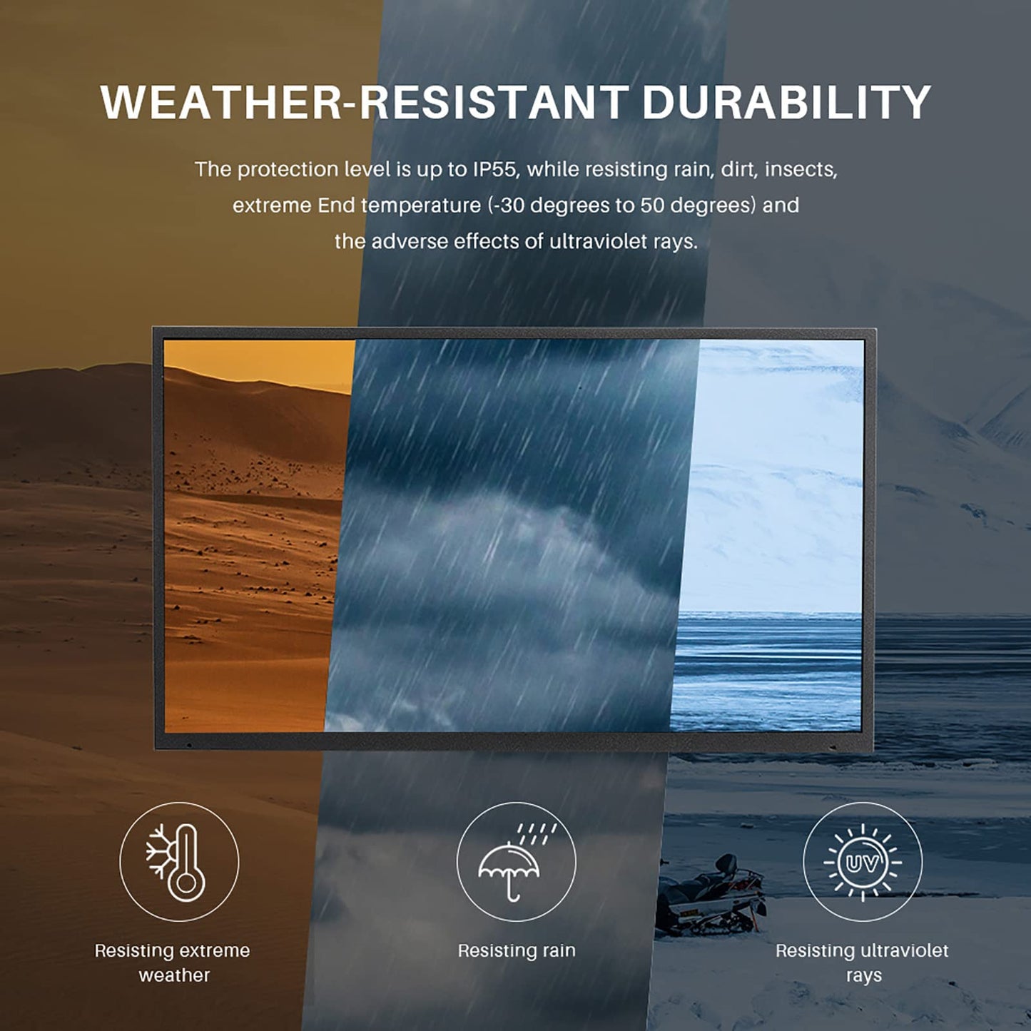 Televisor SYLVOX 55 Pulgadas Resistente al Agua Smart 4K para Sol Parcial
