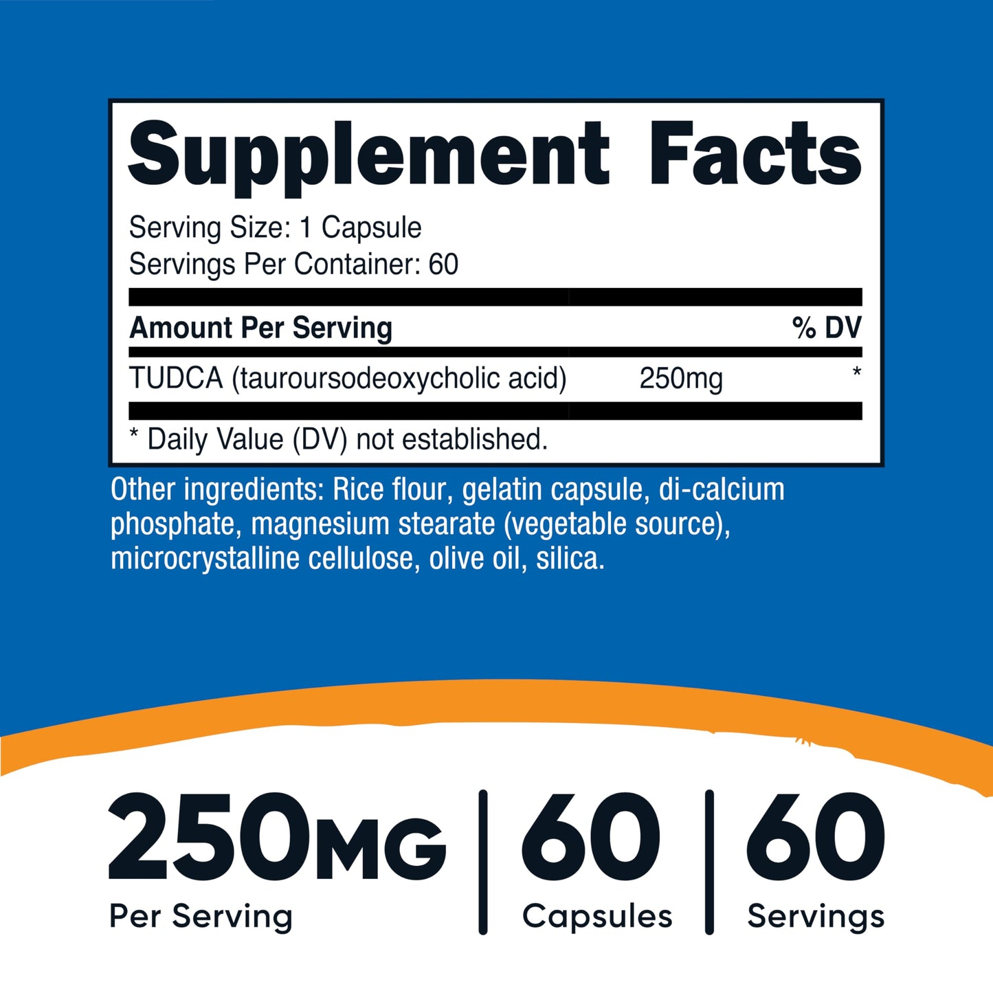 Suplemento Nutricost Tudca 250mg sin Gluten ni OGM Calidad Premium