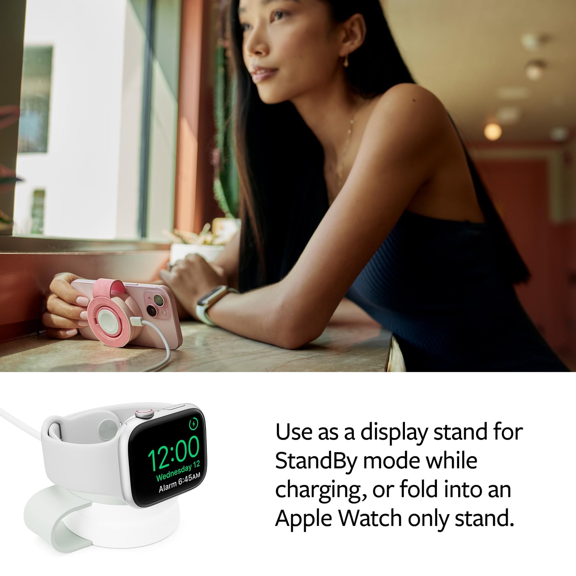 Twelve South Butterfly SE 2 en 1 Qi2 Cargador de Viaje para iPhone, Airpods y Apple Watch Blanco