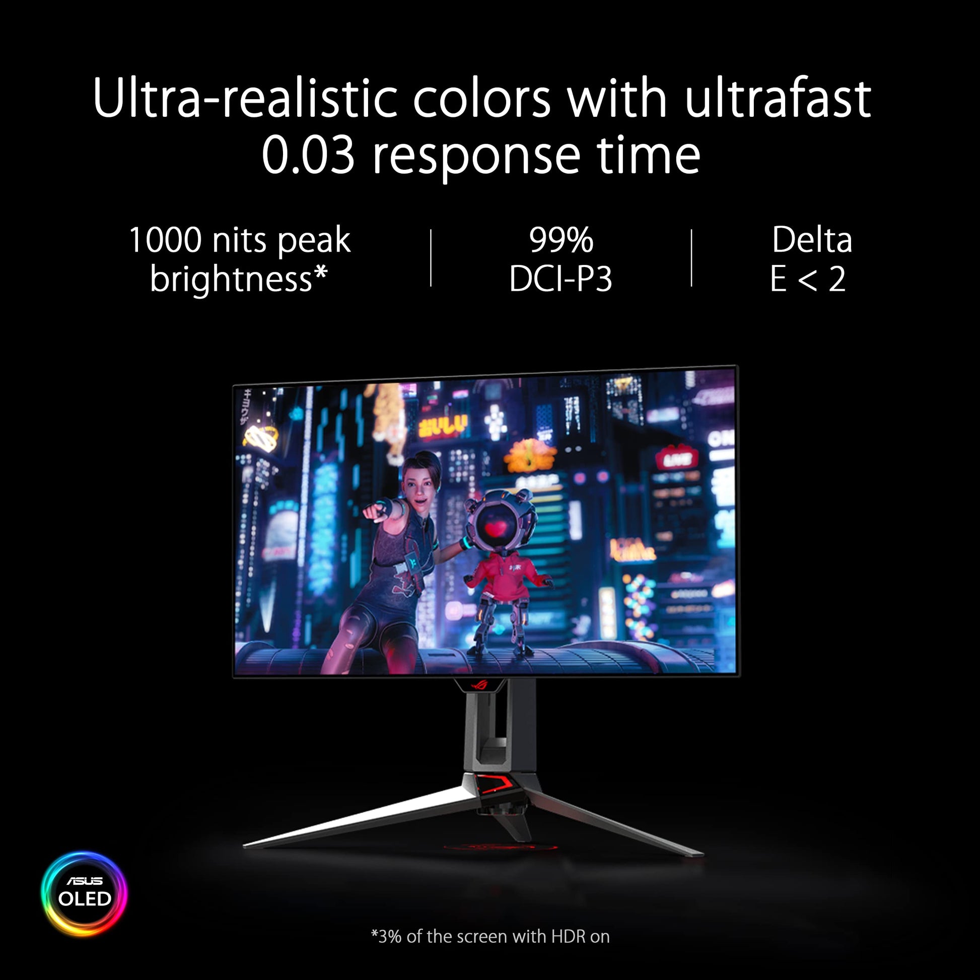 Monitor Gaming ASUS ROG Swift 27 Pulgadas 1440P OLED QHD 240Hz 0.03ms para Hombre
