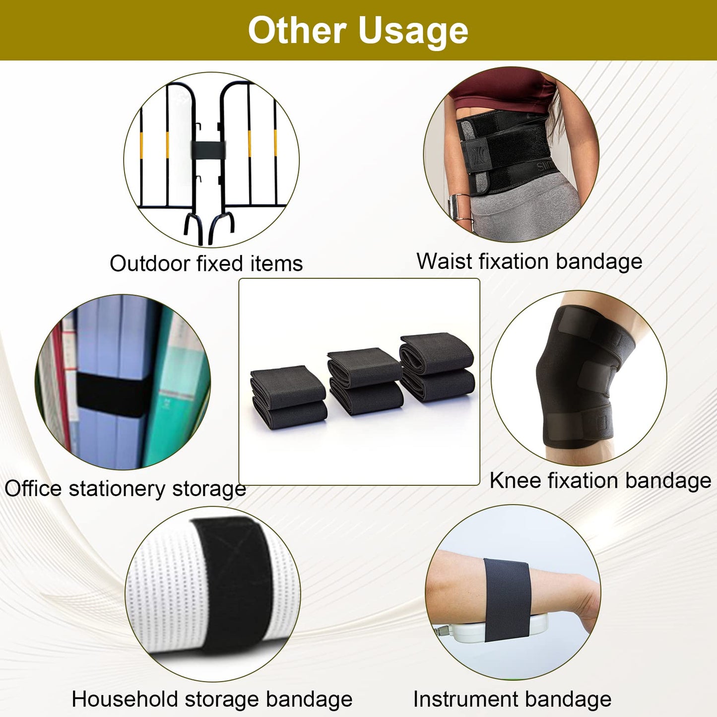 Correas elásticas para vendaje para máquina de belleza, almohadillas para orejas de tela, vendajes de repuesto, banda para almohadillas para orejas de máquina Lipo, 6 bandas, 3 tamaños Elitzia ET2021P