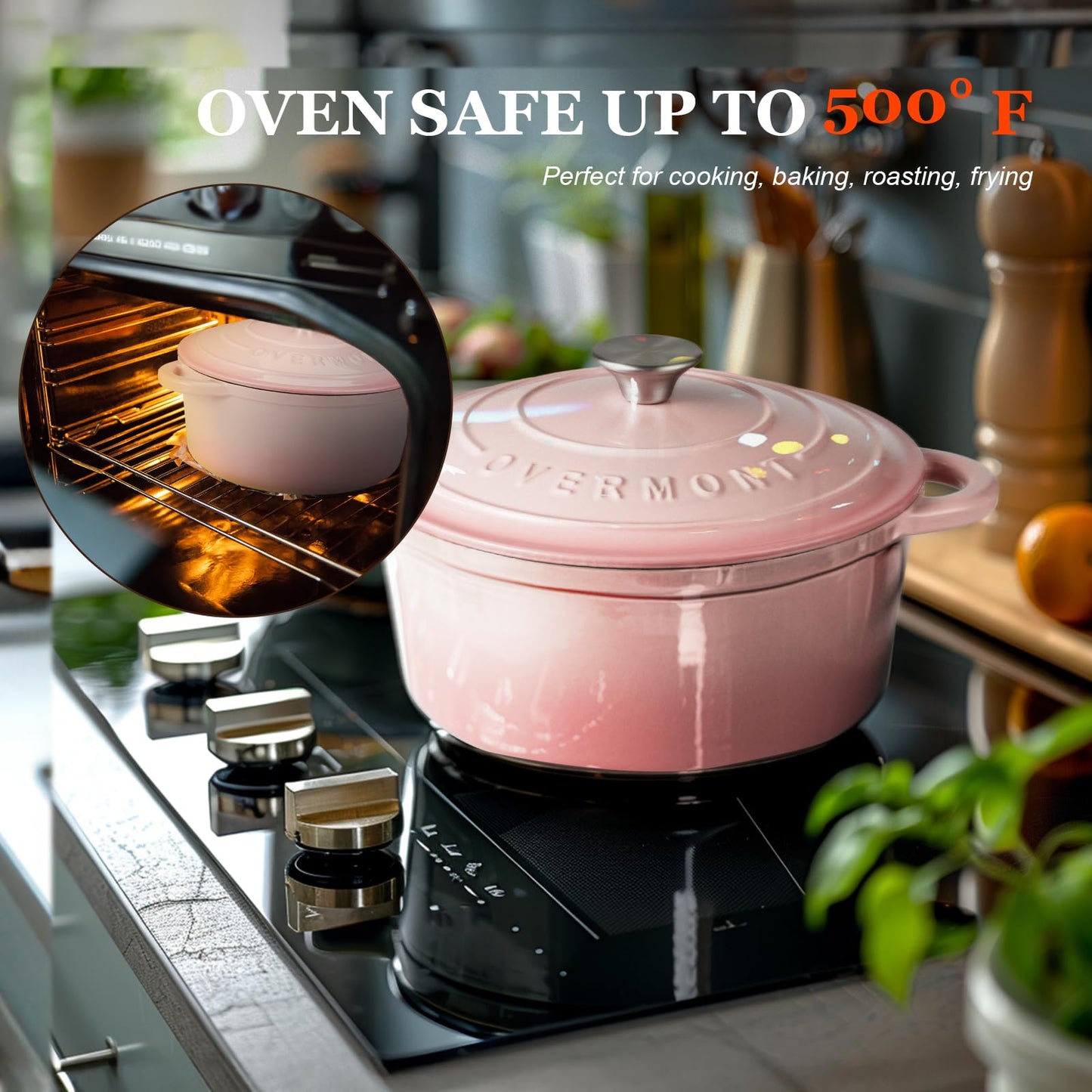 Overmont - Olla de hierro fundido con tapa