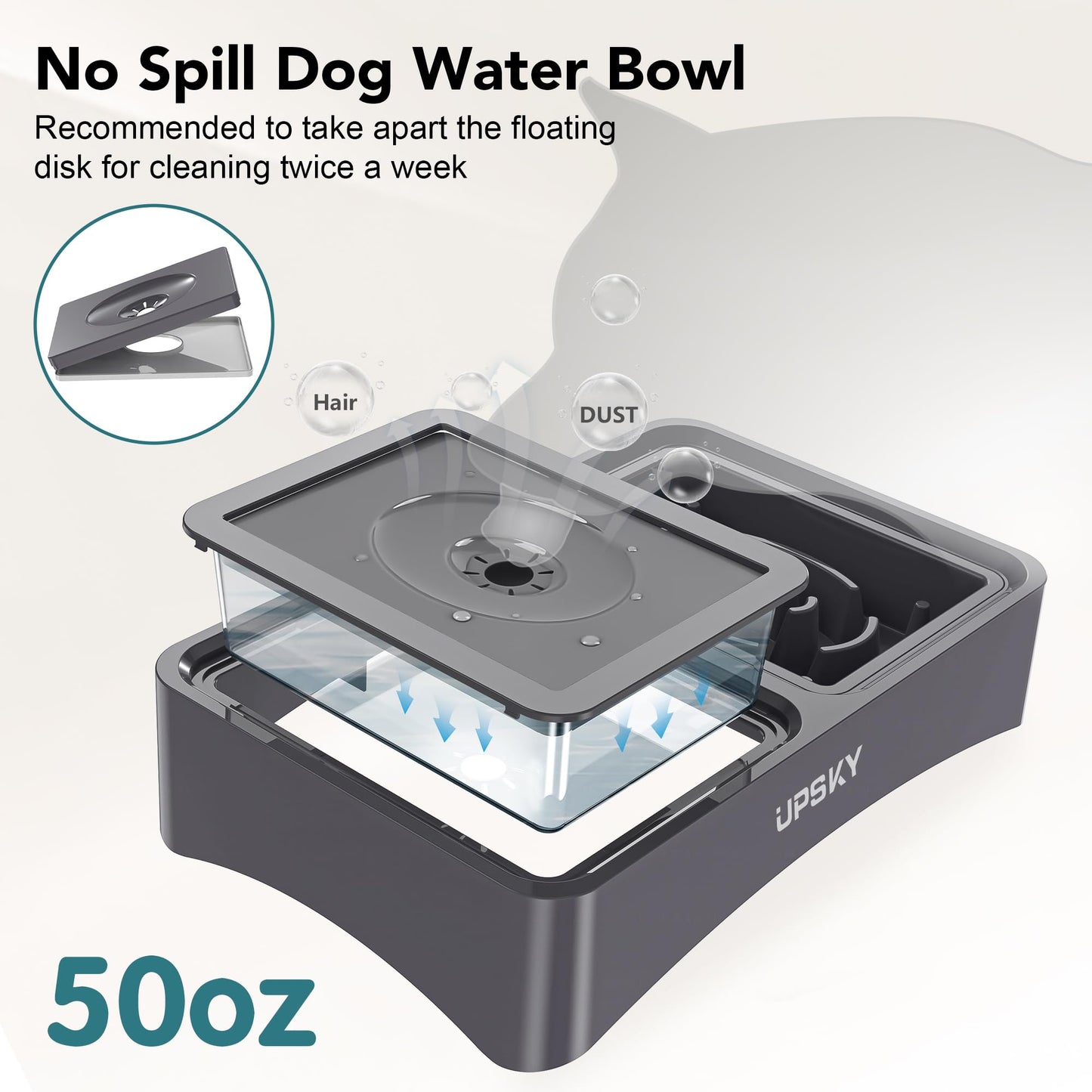 Cuencos Elevados UPSKY 4 Alturas Ajustables comedero Lento y dispensador de Agua Acero Inoxidable para Perros