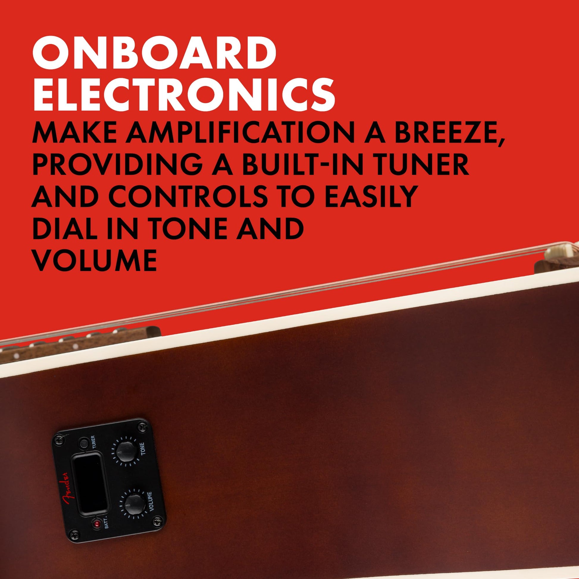 Fender Guitarra Electroacústica California Debut Redondo™ CE, Spruce Top, Black Pickguard, 2-Color Sunburst