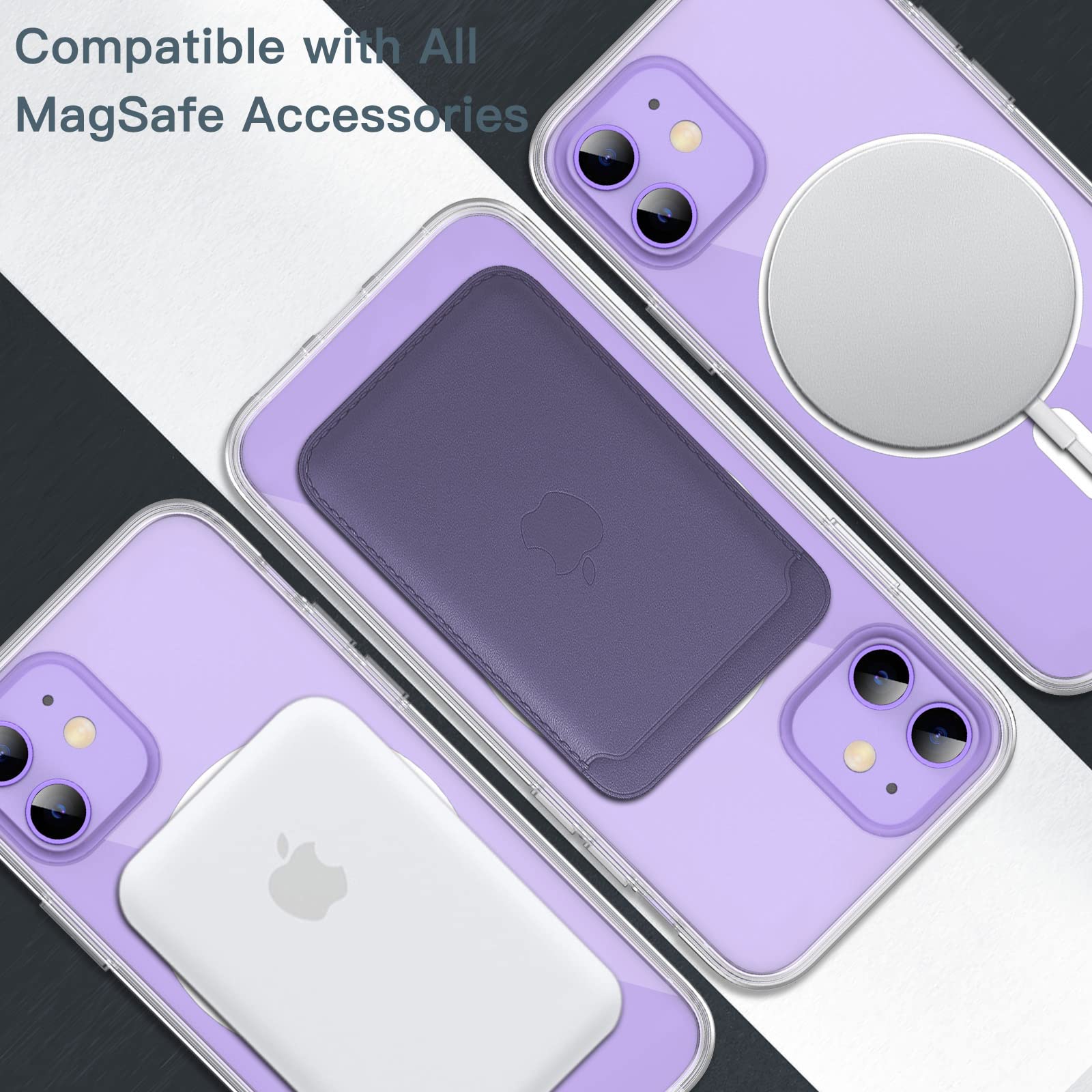 JETech Funda Magnética para iPhone 12/12 Pro 6,1 Pulgadas Compatible con MagSafe Carga Inalámbrica, Carcasa Antigolpes, Parte Trasera Transparente Anti-Arañazos (Transparente)
