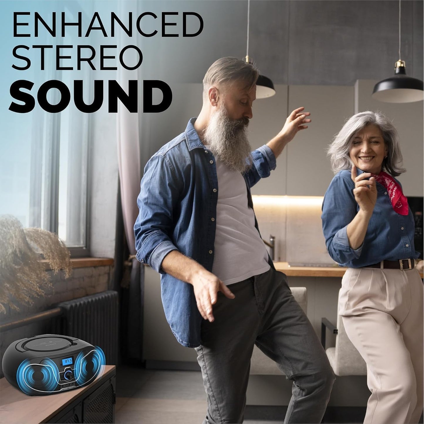 Philips Reproductor de CD Boombox, refuerzo de graves dinámico con Bluetooth, radio FM, reproducción USB y entrada AUX, Boombox portátil de carga superior, sonido estéreo claro, compatible con RW/MP3