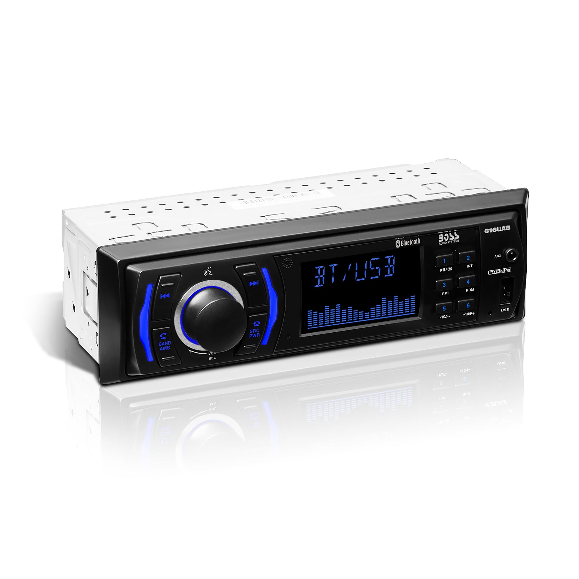 BOSS Audio 616UAB Reproductor multimedia sin mecanismo DIN único (sin CD ni DVD), receptor, Bluetooth
