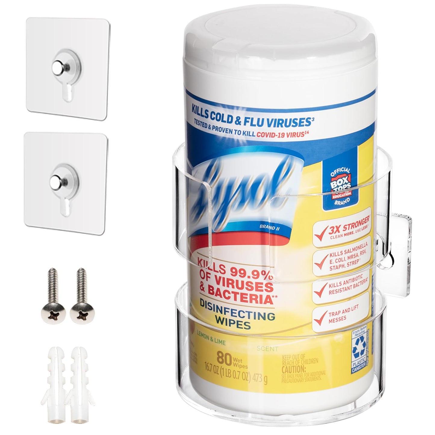 Heyrelda - Soporte para toallitas de pared para limpiar toallitas, acrílico para pared, fácil instalación, idea para cocina, baño, oficina, escuela, transparente (4.3 pulgadas de largo x 4.7 pulgadas