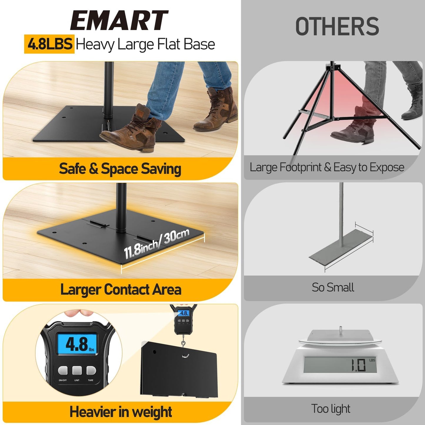 EMART Pantalla Proyector 4K Plegable 120 Pulg 16:9 con Soporte Y Bolsa