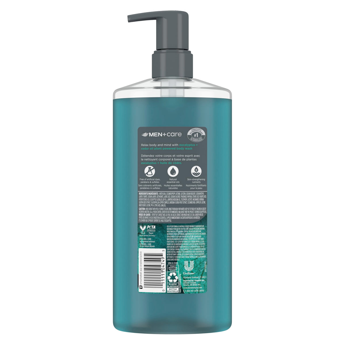 DOVE MEN + CARE Gel De Baño Con Aceite De Eucalipto Y Cedro Para Reconstruir La Piel En La Ducha Con Limpiadores Y Humectantes A Base De Plantas, 26 Oz
