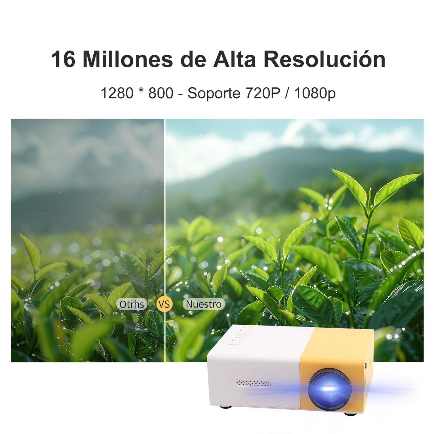 Proyector LED Mini Portátil para Interiores y Exteriores 1080P HD