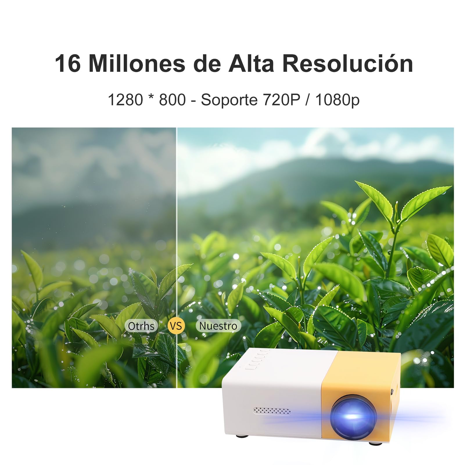 Proyector LED Mini Portátil para Interiores y Exteriores 1080P HD