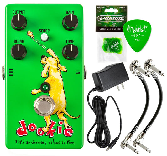 Pedal de Efectos MXR DD30 Green Day 30 Aniversario Deluxe Edition para Guitarra Verde con Fuente de Alimentación y Paquete de Púas