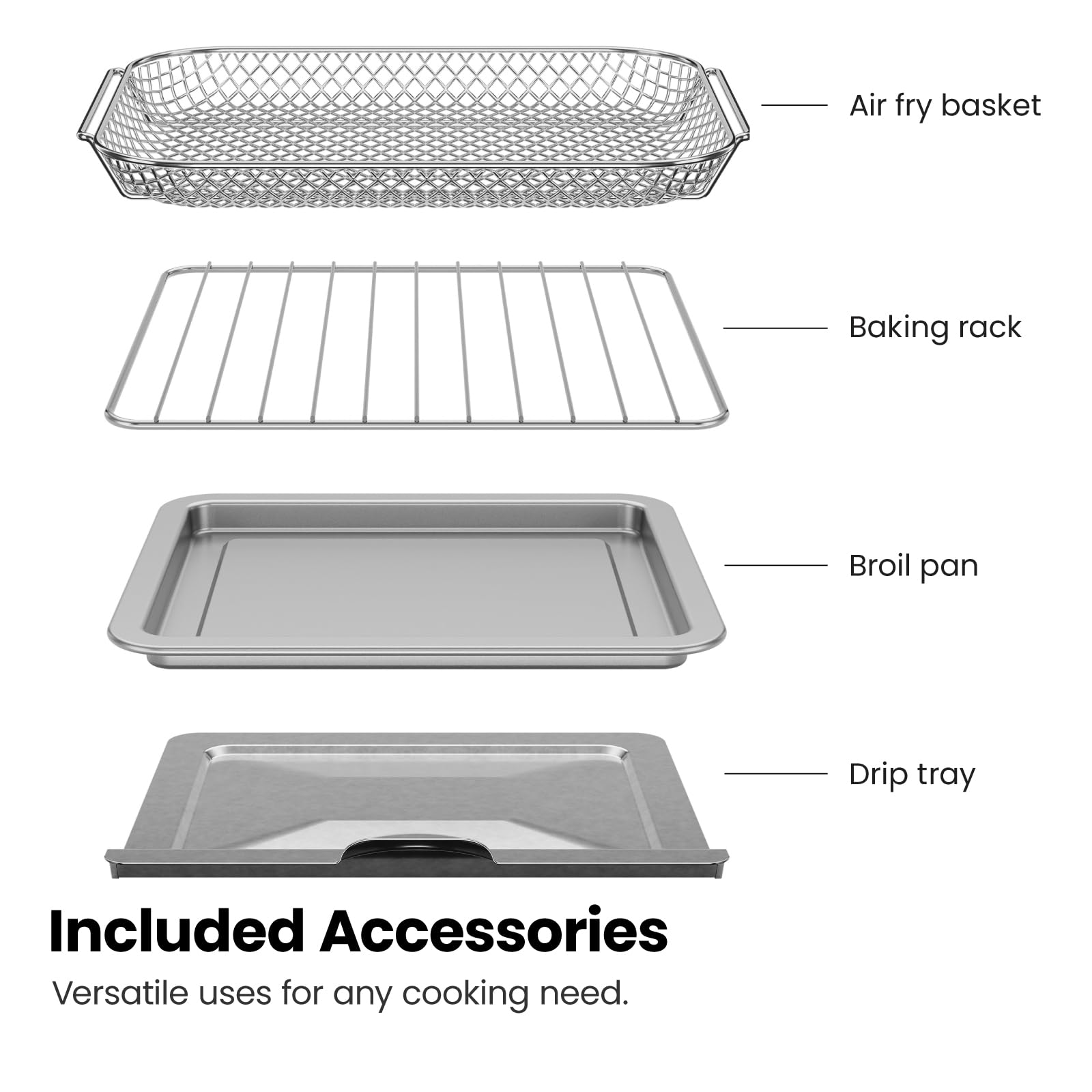 Chefman Combo de horno tostador de freidora de aire, 7 en 1, horno de convección extra grande de 18 L, cocinar una pizza de 10 pulgadas, temporizador integrado, apagado automático, acero inoxidable
