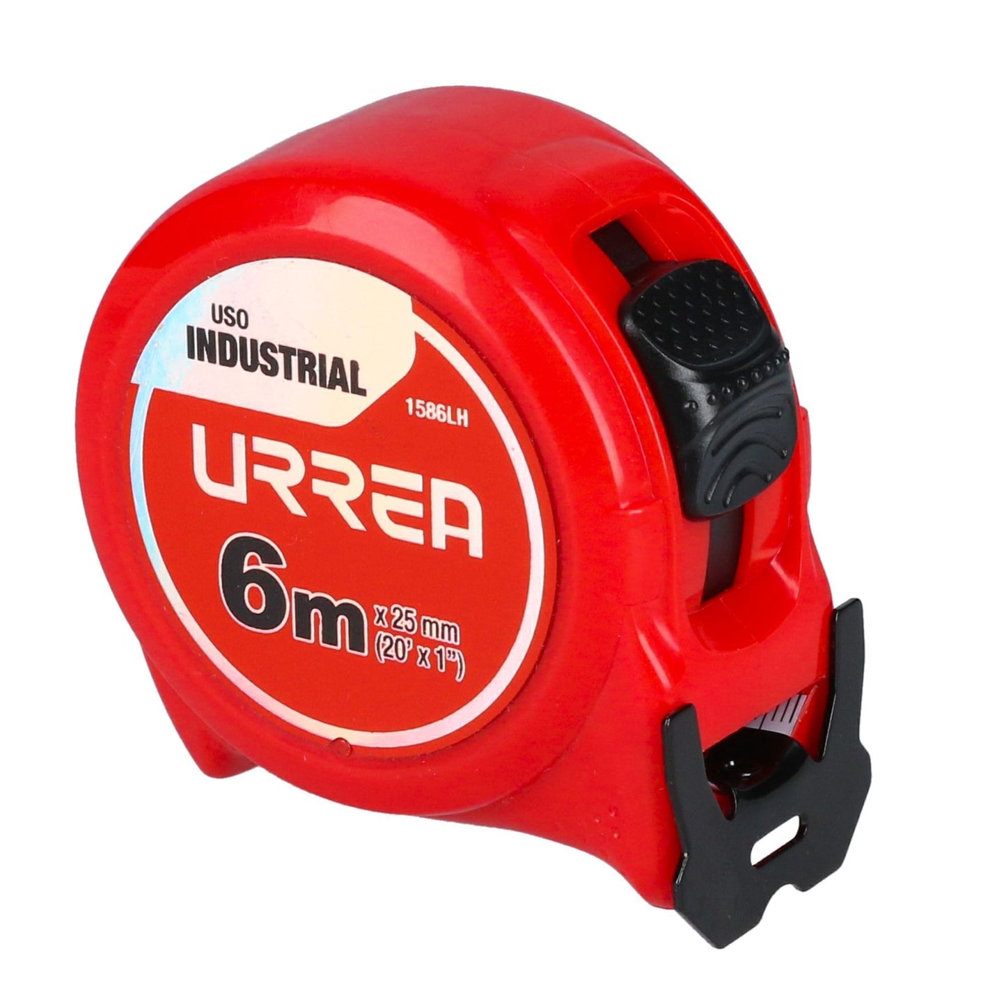 Flexómetro Industrial Urrea Rojo con Hoja de Acero y Carátula de ABS y TPR