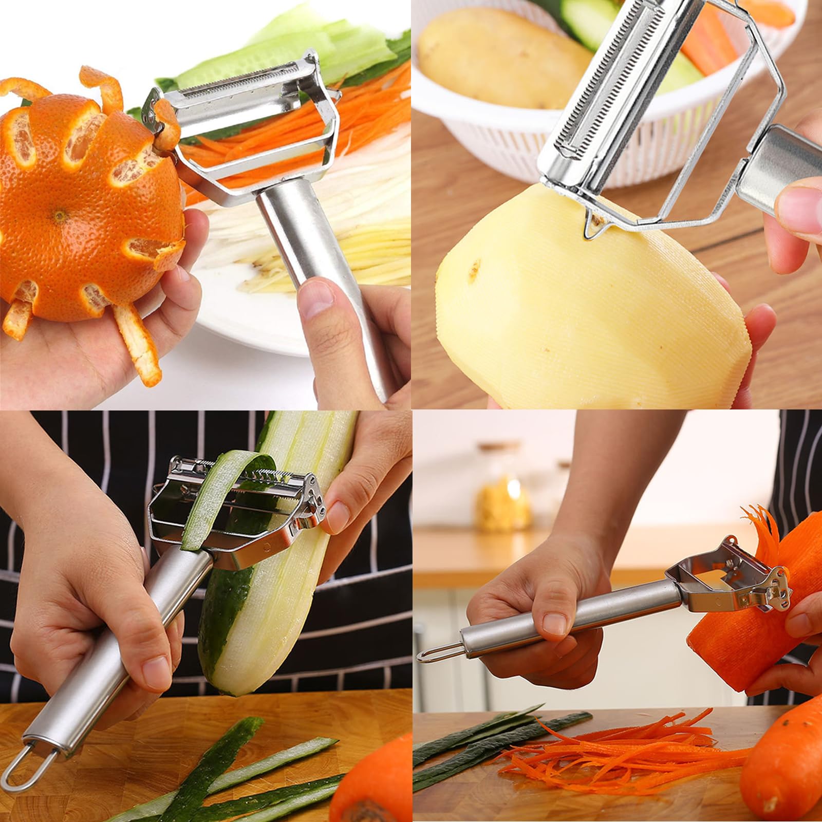 Pelador de Verduras MBLNBVN Acero Inoxidable 3 en 1 para la Cocina