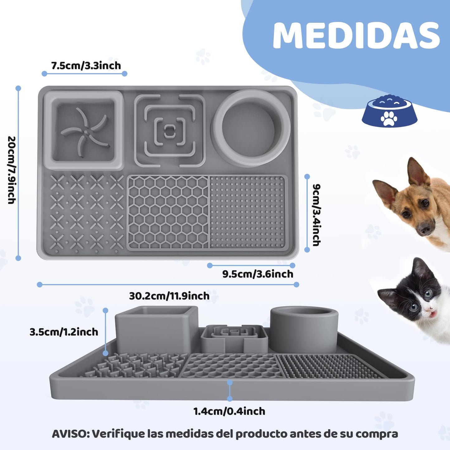 Alfombrilla para Lamer Perros 6 en 1 con Cuenco de Agua para Reducir Ansiedad en Baño y Entrenamiento