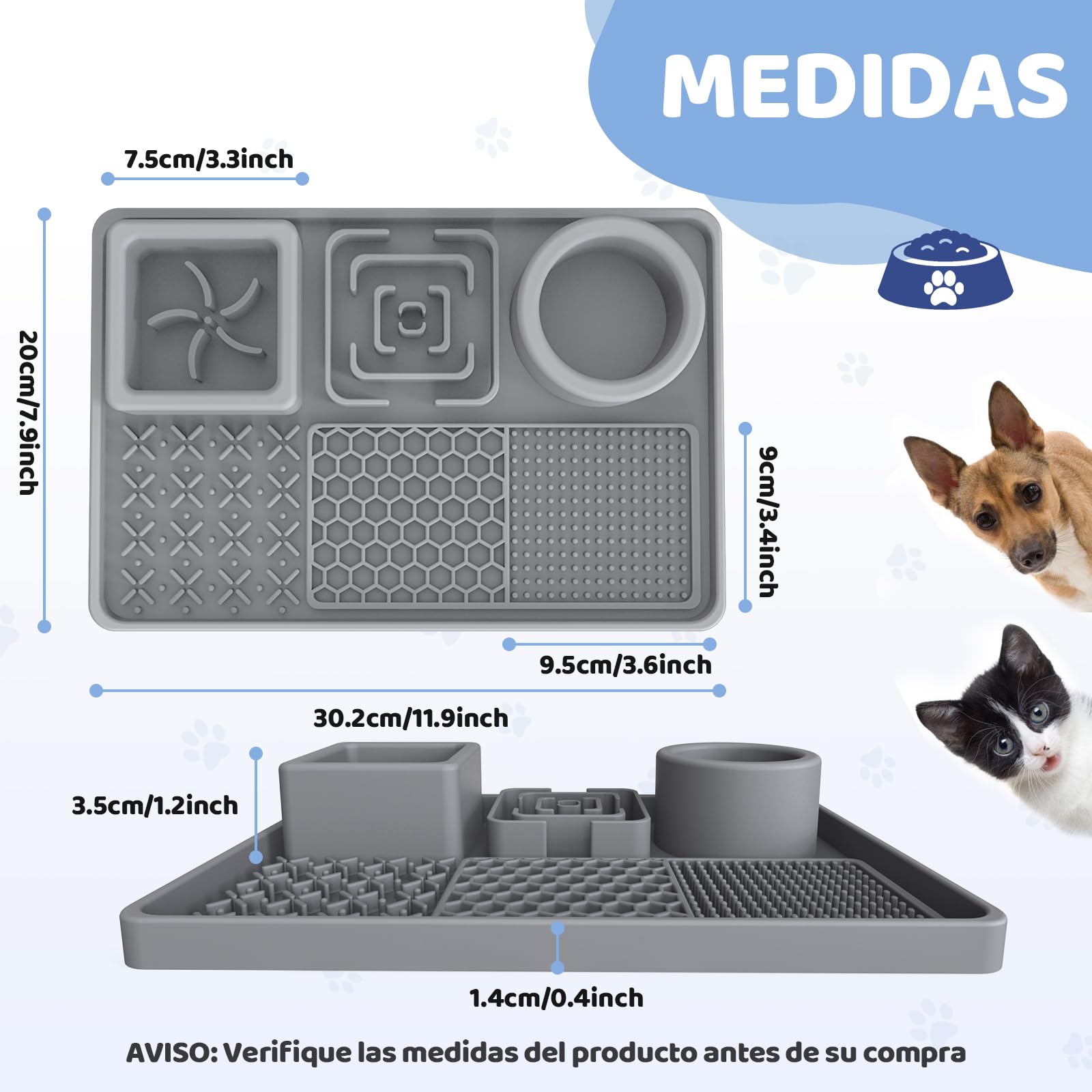 Alfombrilla para Lamer Perros 6 en 1 con Cuenco de Agua para Reducir Ansiedad en Baño y Entrenamiento