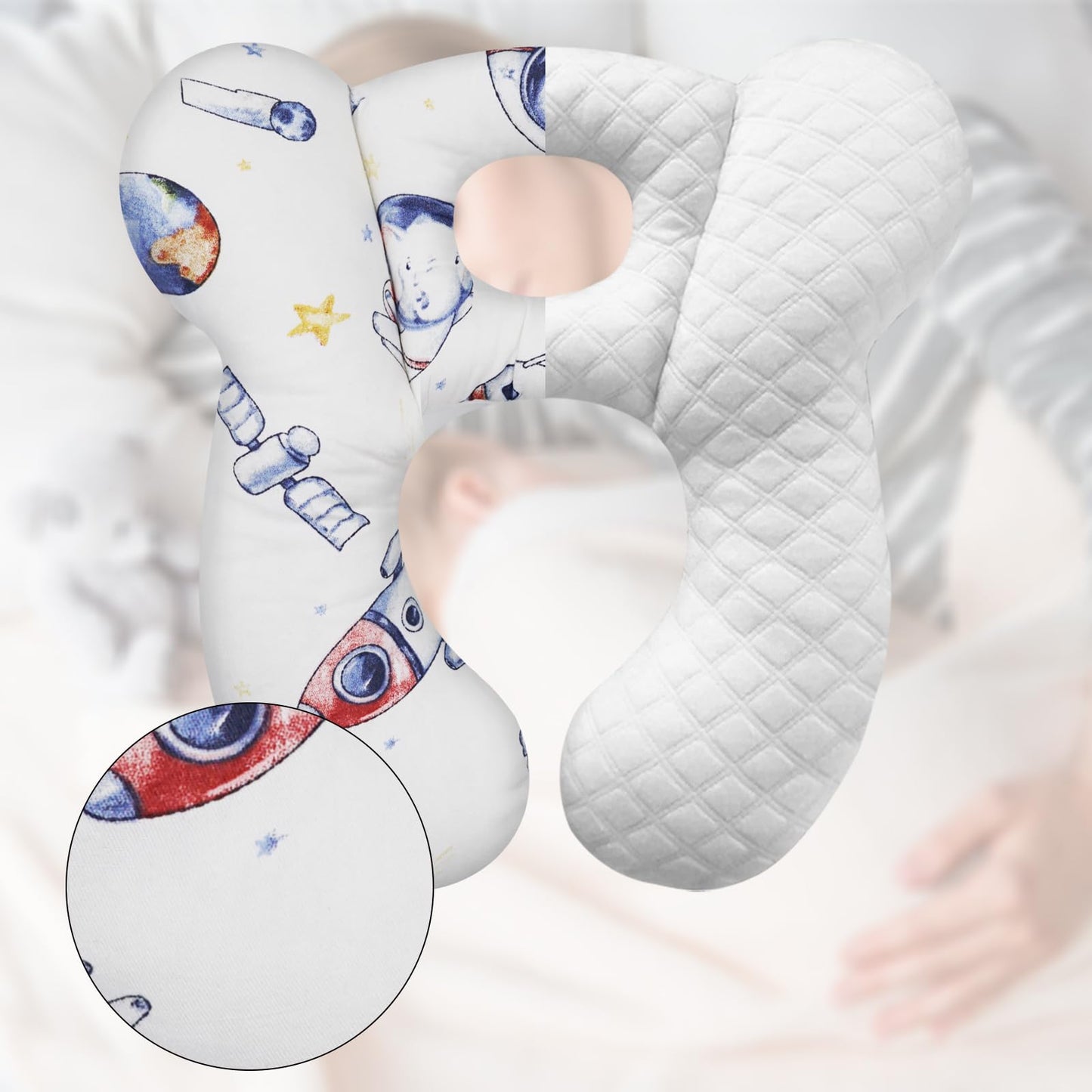 Almohada de viaje para bebé, cojín suave y agradable a la piel para asiento de coche, carriola y carriola (estilo N)