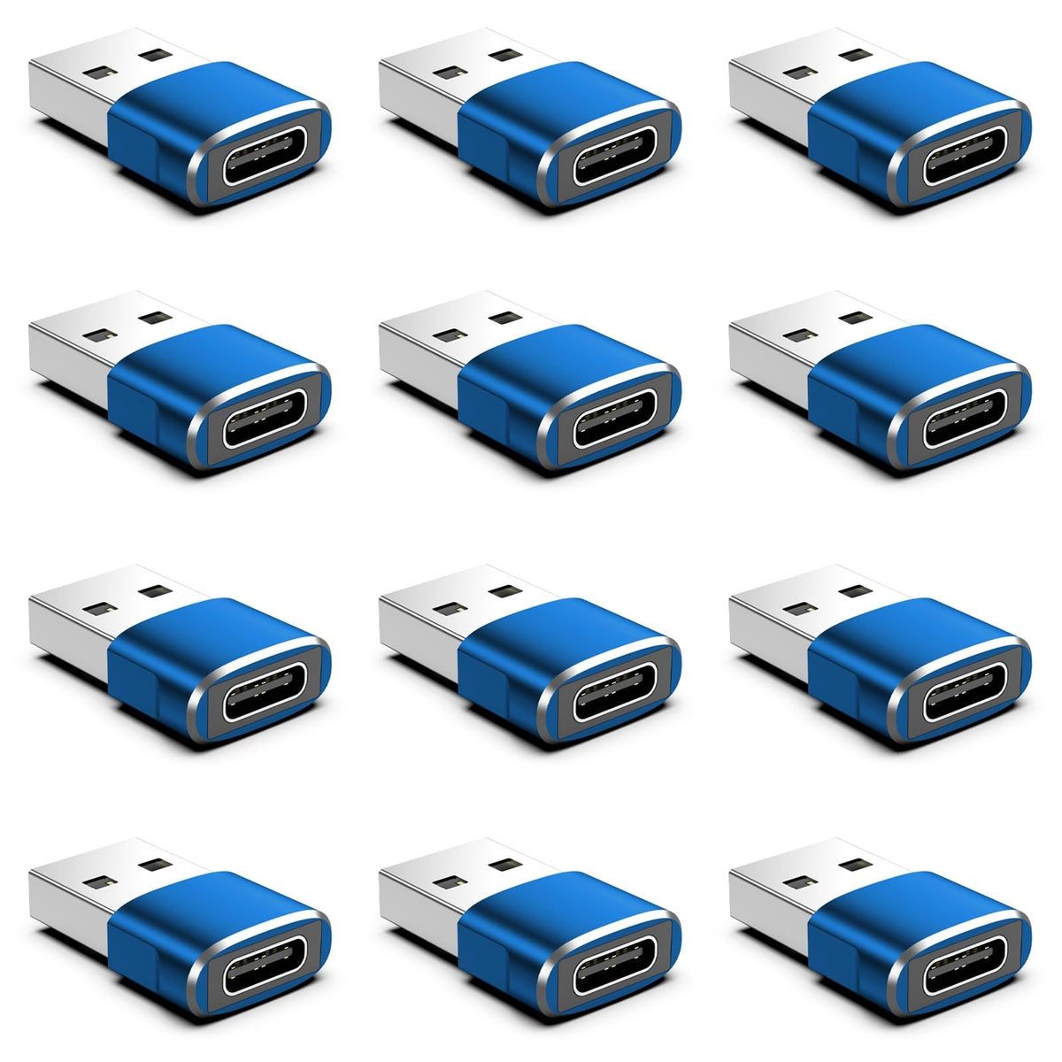 Adaptadores USBC a USB de Cargador de Coche Paquete de 12 Azul