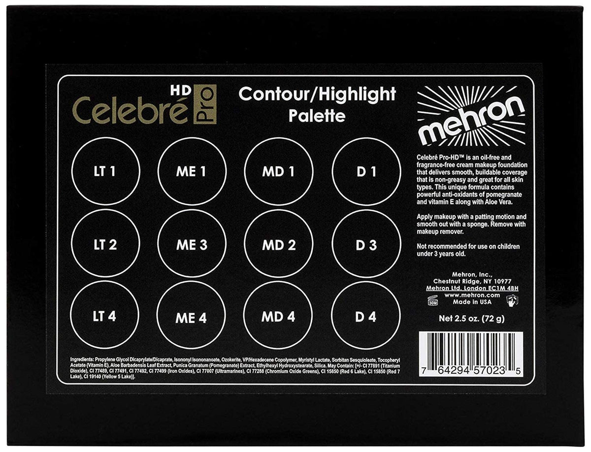 Mehron 12-Color de contorno y poner de relieve Paleta