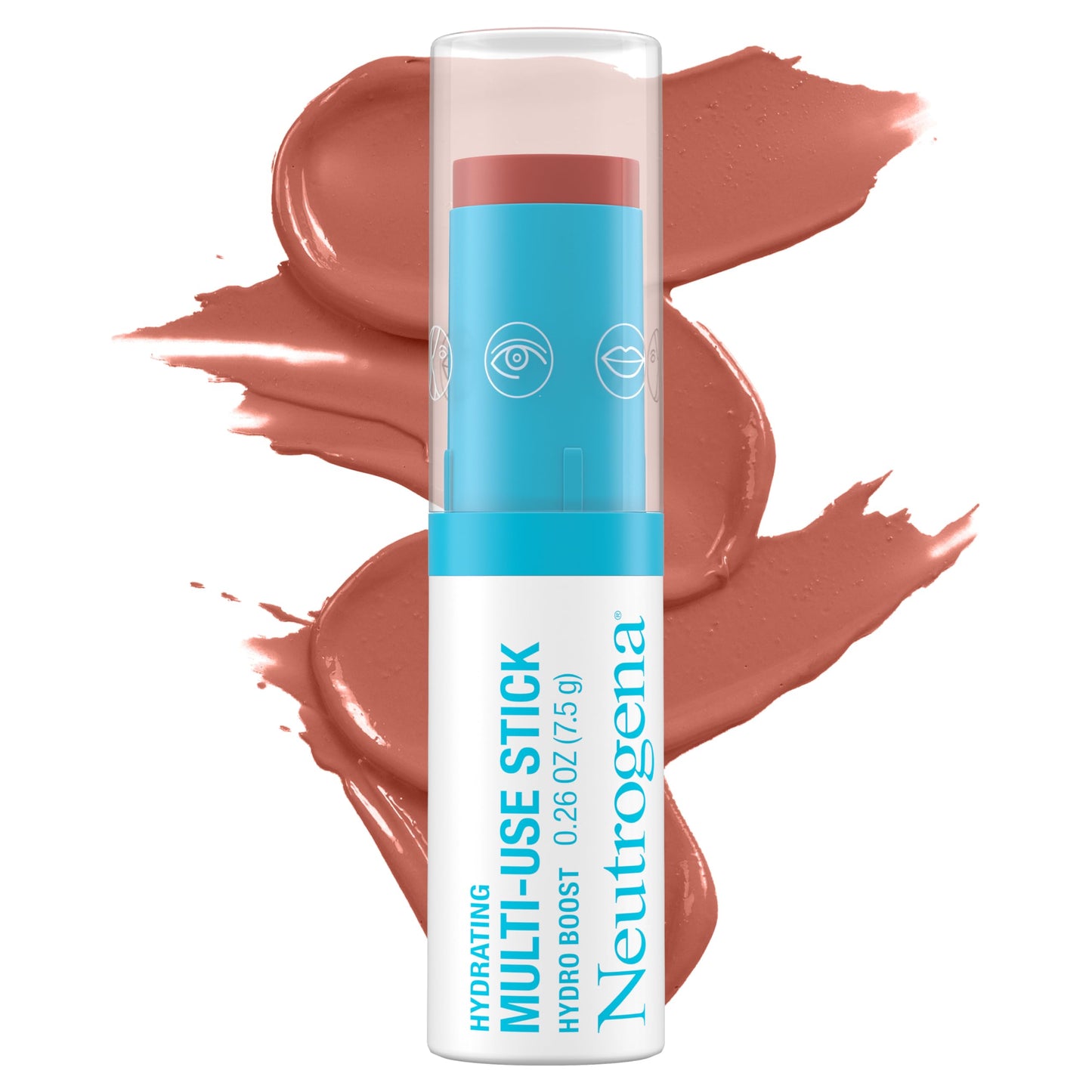 Neutrogena Hydro Boost Hydrating Multi-Use Makeup Stick with Hyaluronic Acid, Multipurpose Colored Makeup Balm for Lips, Cheeks & Eyes, Non-Comedogenic, Paraben-Free, Temptation, 0.26 oz