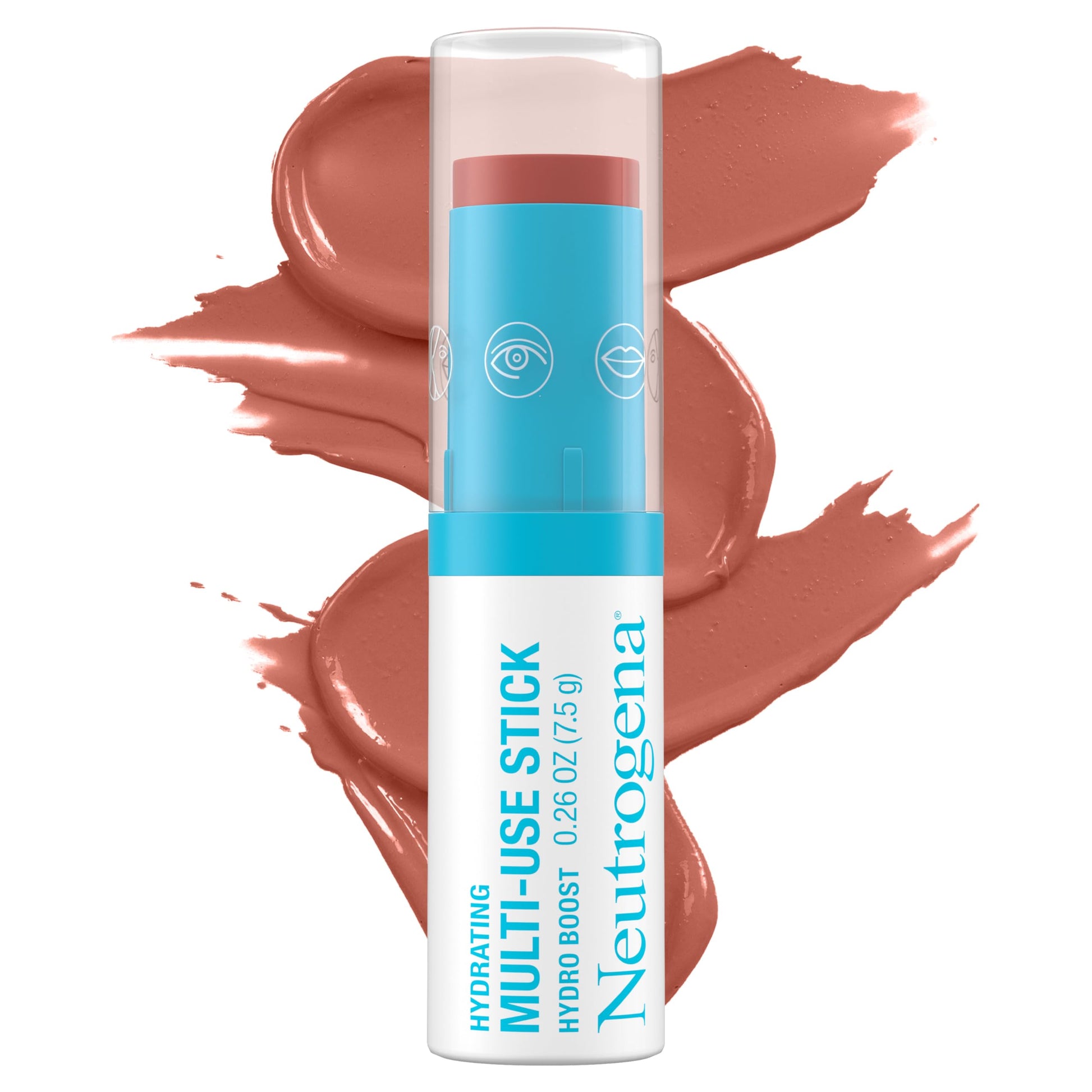 Neutrogena Hydro Boost Hydrating Multi-Use Makeup Stick with Hyaluronic Acid, Multipurpose Colored Makeup Balm for Lips, Cheeks & Eyes, Non-Comedogenic, Paraben-Free, Temptation, 0.26 oz