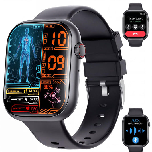 Smartwatch Reloj 2,1'' con Bluetooth y Monitoreo Avanzado para Mujer y Hombre