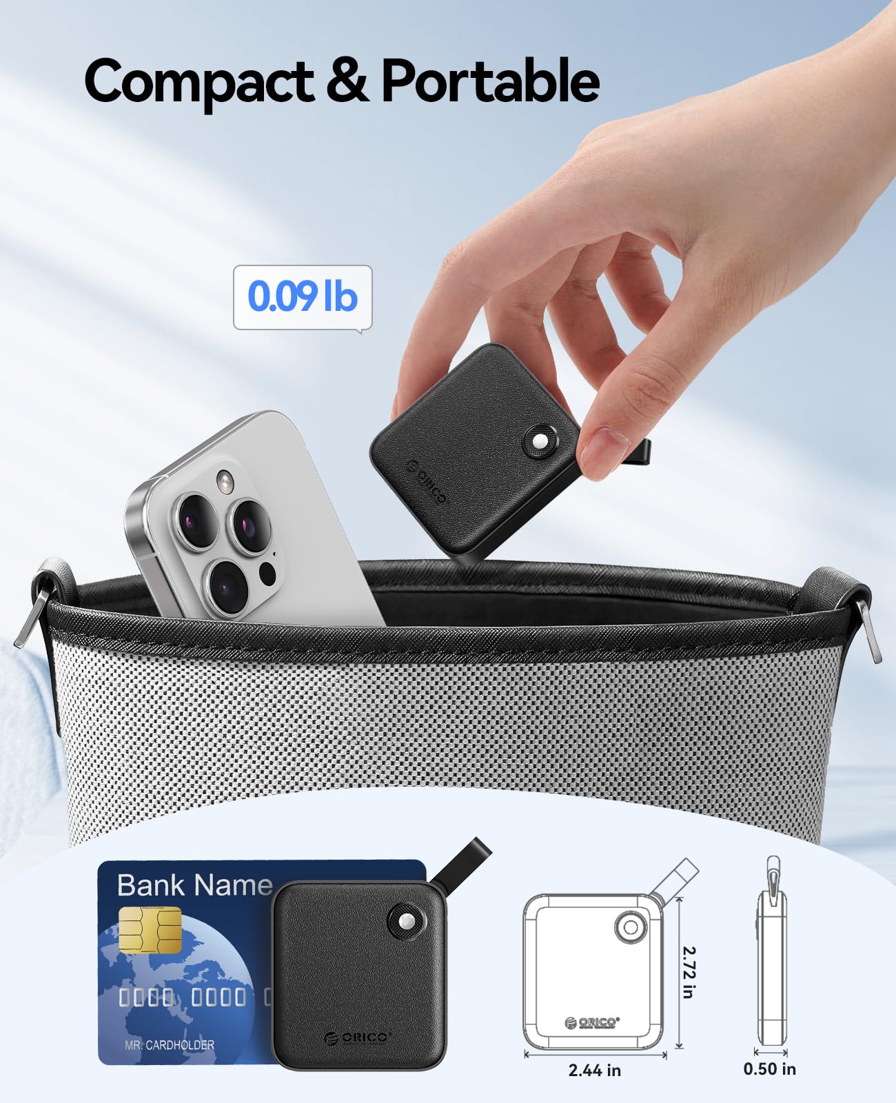 Unidad de Estado Sólido ORICO SSD Portátil 512GB USB C 2 en 1 Velocidad 460 MB/s para Smartphone, Tablet y PC