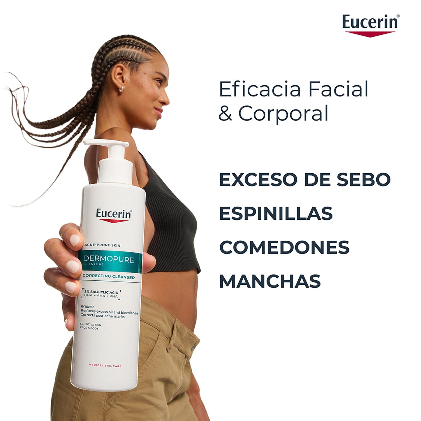 EUCERIN DermoPure Gel de Limpieza Concentrado 400ml Gel Facial con Ácido Salicílico para Rostro y Cuerpo, Anti-Manchas, Anti-Imperfecciones, Anti-Brillo. Ideal para piel grasa y/o con imperfecciones