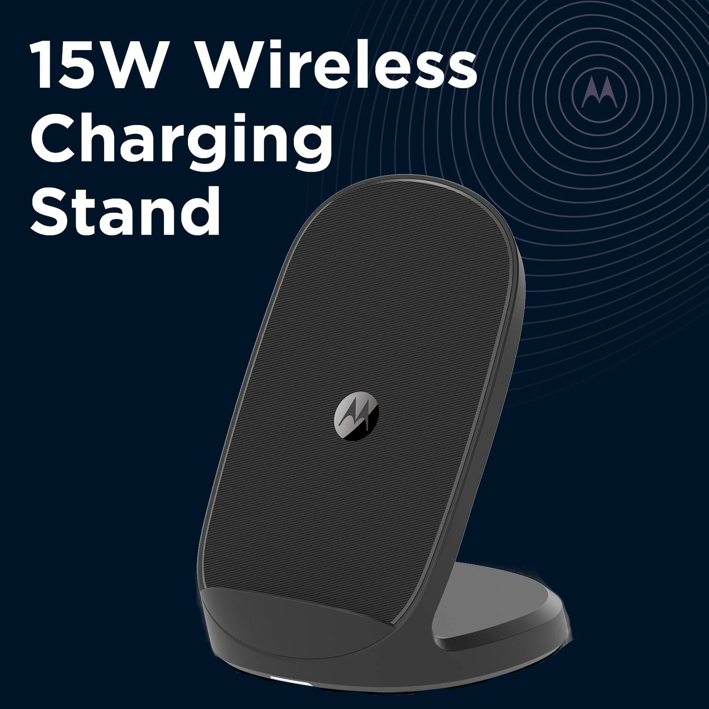 Cargador Inalámbrico Motorola Negro 15W Carga Rápida USB-C Compatible con Teléfonos Celulares