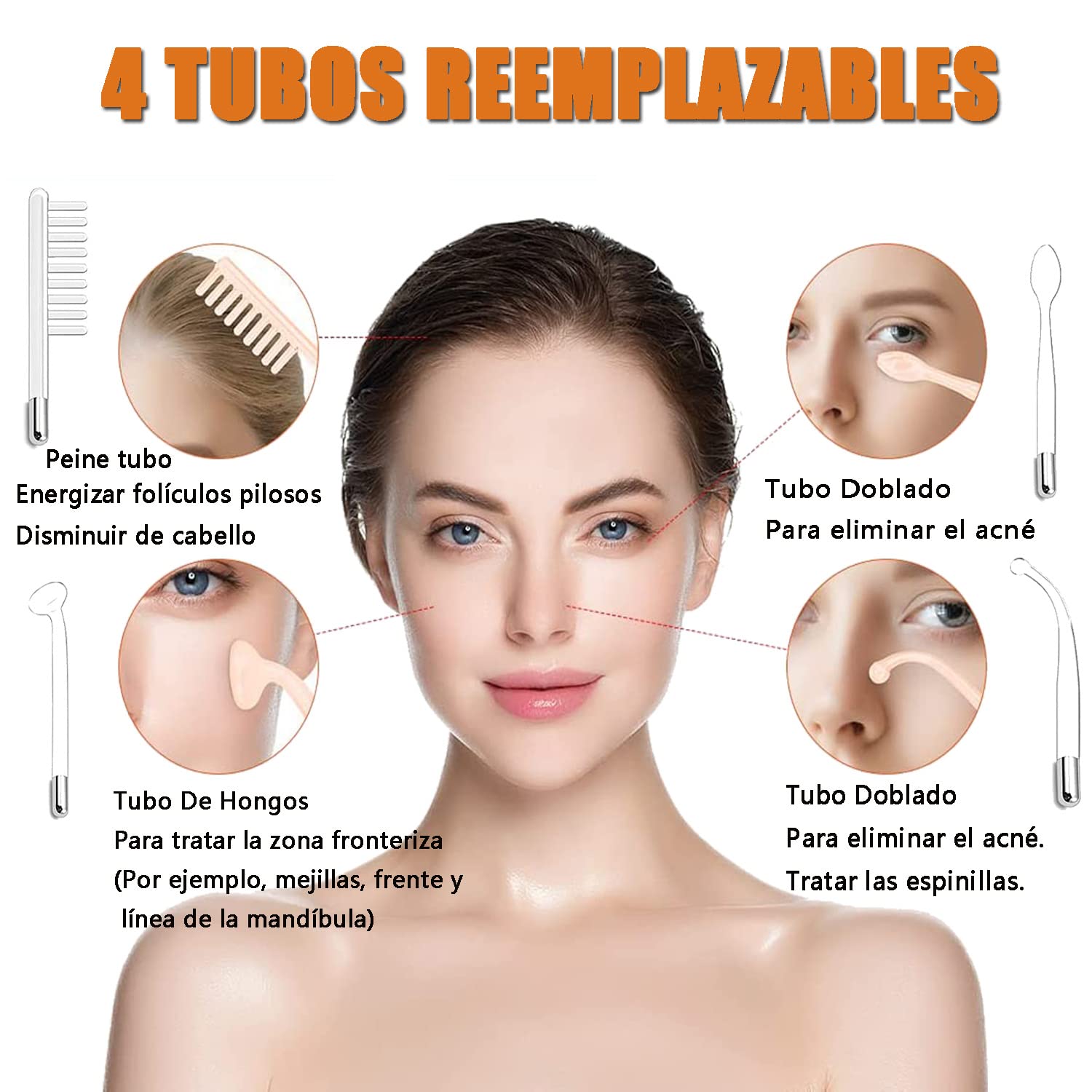 Máquina Facial De Alta Frecuencia,Equipo De Alta Frecuencia Para La Piel,máquina Portátil De Mano De Alta Frecuencia Para La Piel Facial Con 4 Tubos Diferentes