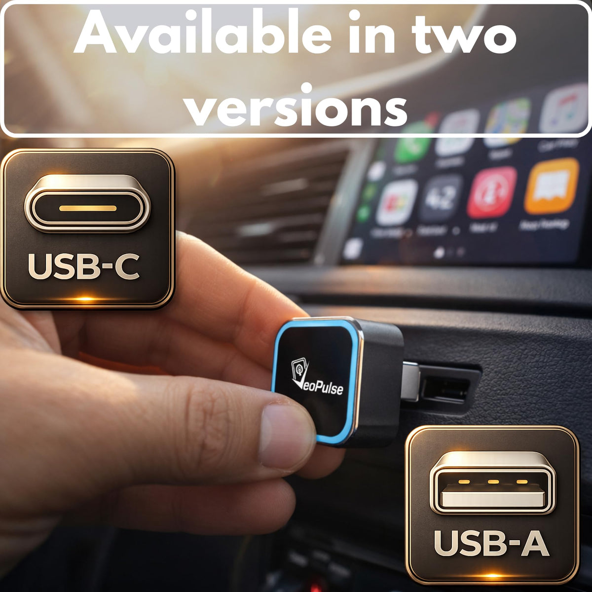 Adaptador Automático USB-C VeoPulse C-Pro Wireless CarPlay y Android