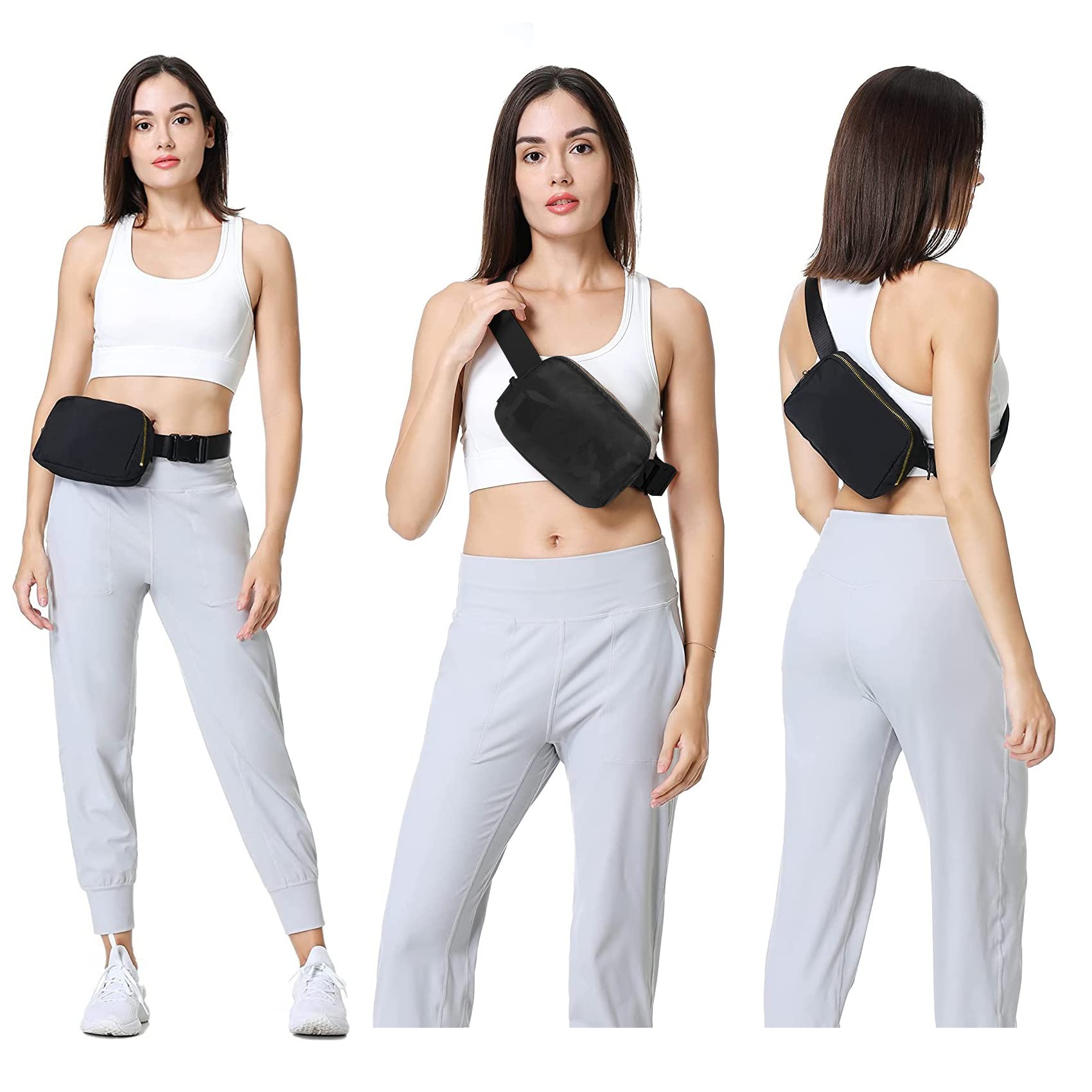 Riñonera VOROLO Negro Camo con Correa Ajustable para Mujeres y Hombres