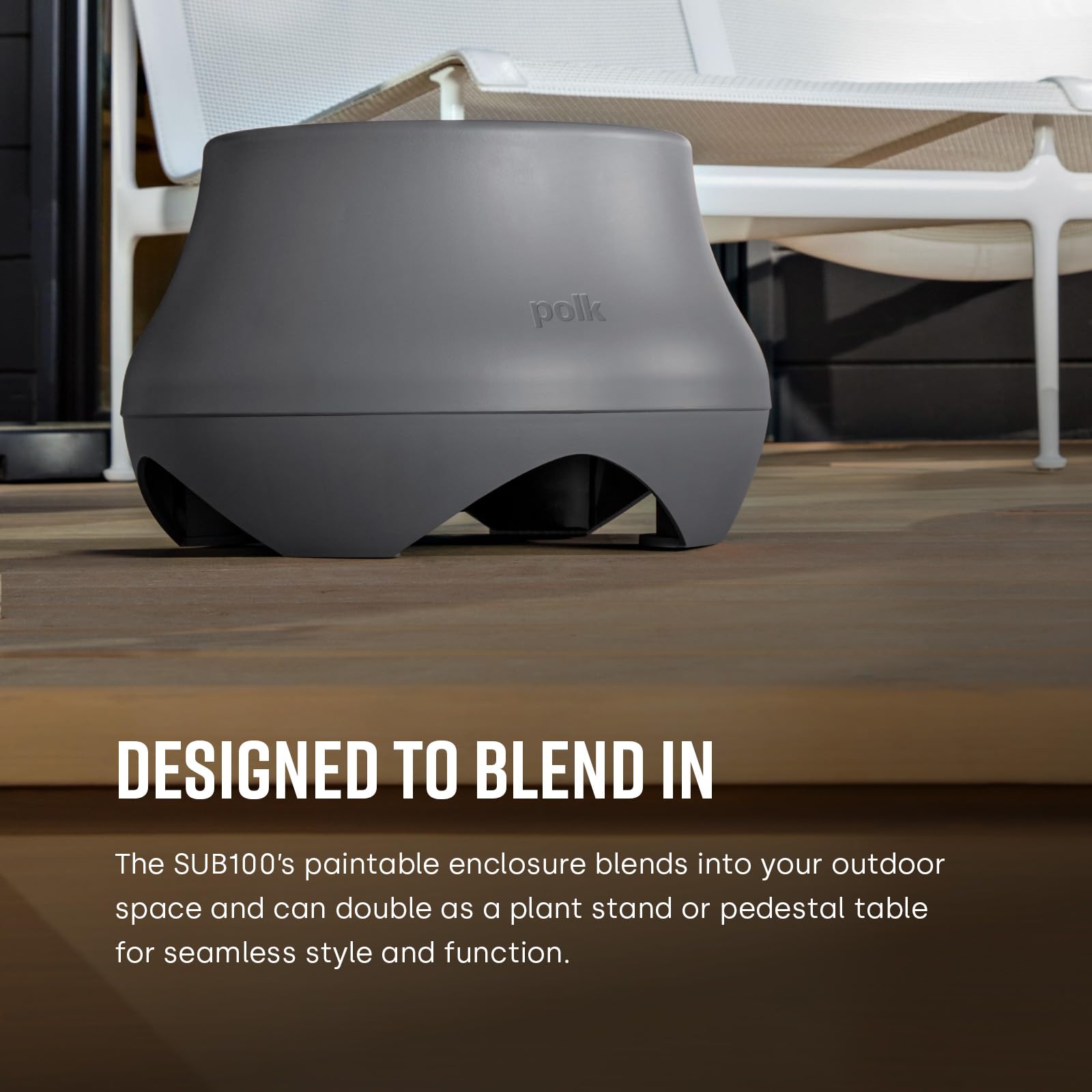 Polk Audio Atrium SUB100 Subwoofer pasivo para Exteriores, Cuenta con Driver de Equilibrio dinámico de 10 Pulgadas de Largo Alcance, subwoofer de Disparo hacia Abajo, Durabilidad para Todo Tipo de