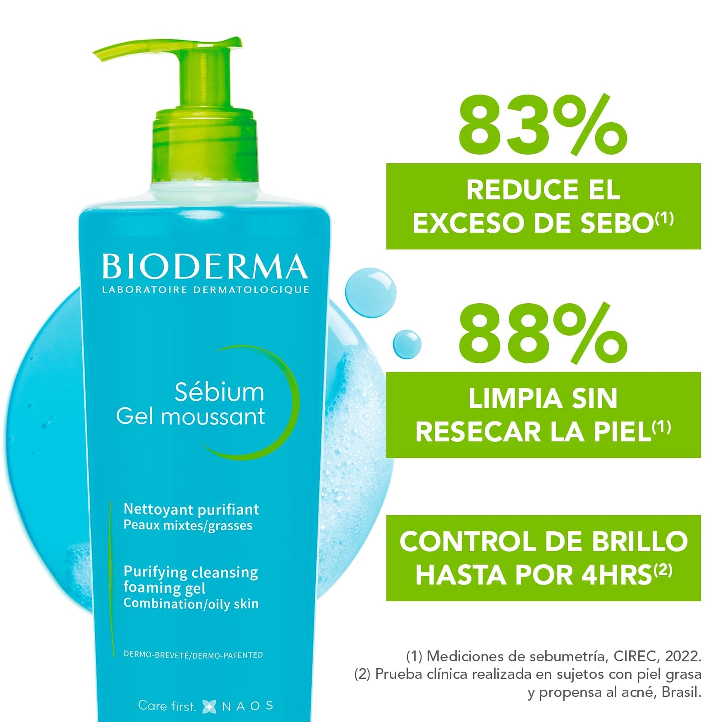 Bioderma | Sébium Gel Moussant Limpia Y Purifica, 500 Ml | Gel limpiador facial. Menos imperfecciones, menos grasa. Limpia y purifica suavemente. Piel mixta a grasa. Ideal para adultos y adolescentes. Sin resecar. Piel purificada 100%. Disminuye las lesio