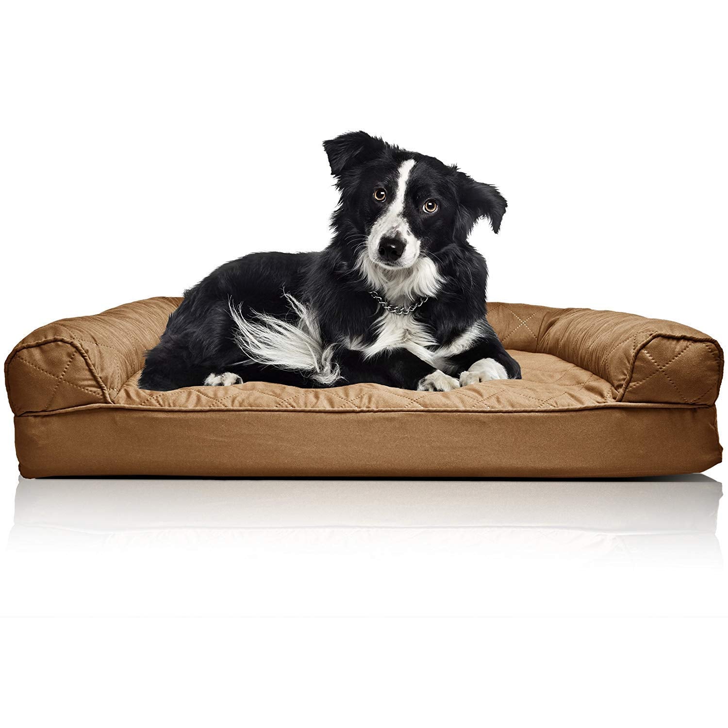 FurHaven Small Quilted Orthopedic Sofa Pet Bed for Dogs and Cats, Wine Red, Café cálido