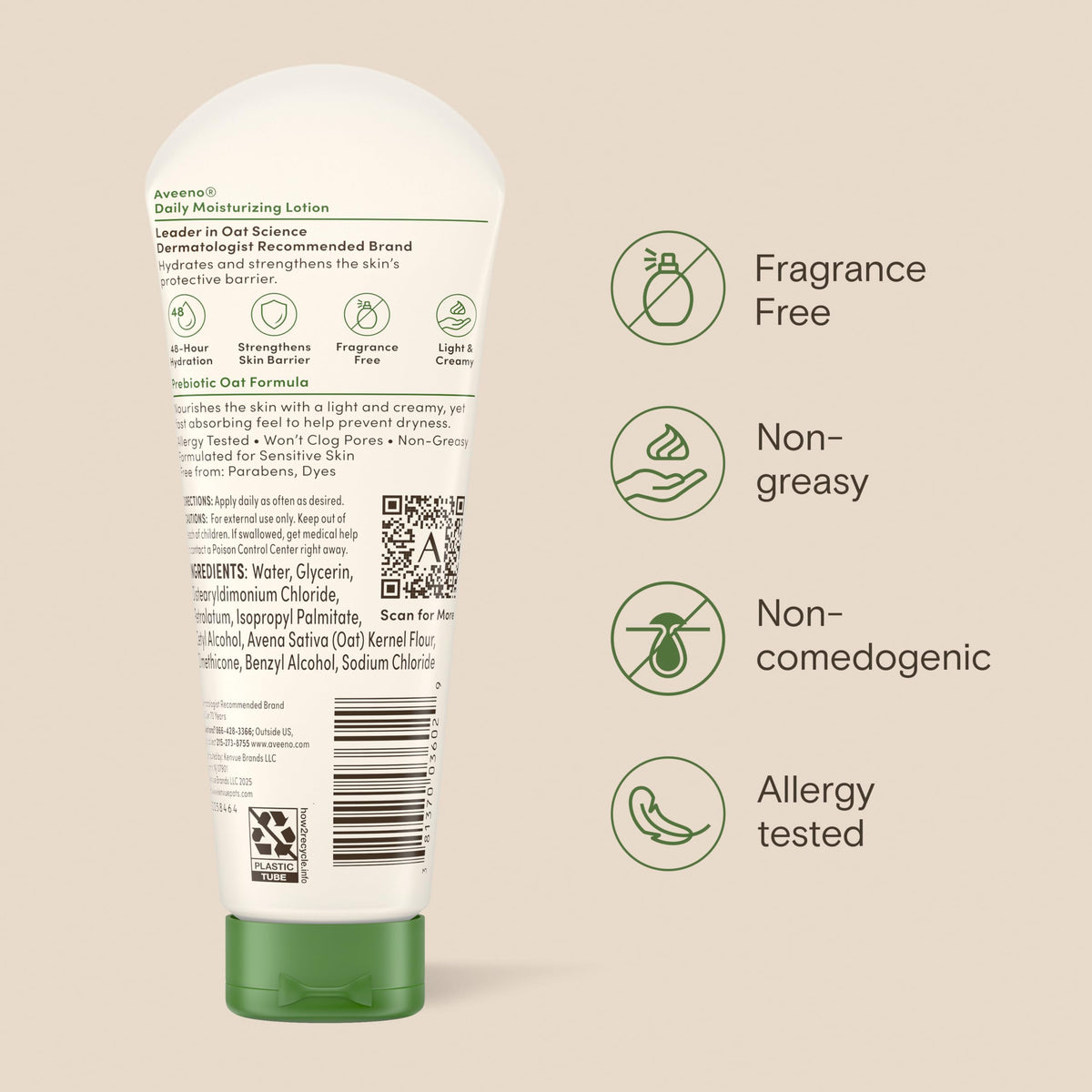 Aveeno Daily Moisturizing Lotion, 2.5 Ounce (Pack of 3), White - Packaging May Vary