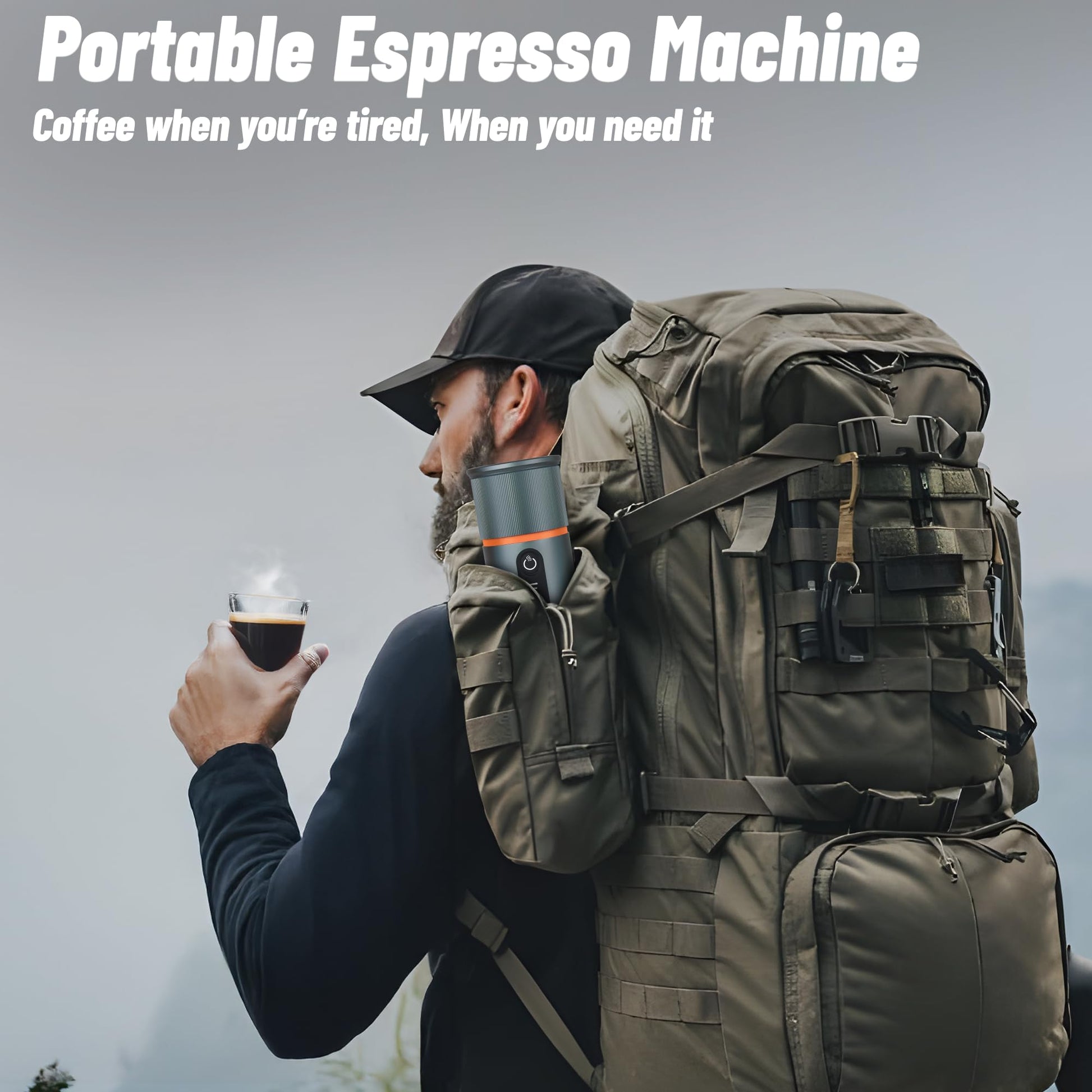 COTGCO - Cafetera portátil para viajes: cafetera portátil, autocalentamiento, haz 8 tazas de café de una sola carga, café en cualquier momento, compatible con cápsulas Nespresso, color azul