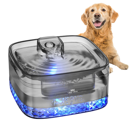 Fuente de agua para perros grandes, dispensador automático grande de agua para mascotas, 236 onzas/1.8 gal/7 l, fuente de agua para gatos, dispensador de tazón de agua para perros con herramienta de limpieza y filtros de repuesto, para perros S-L y múltip