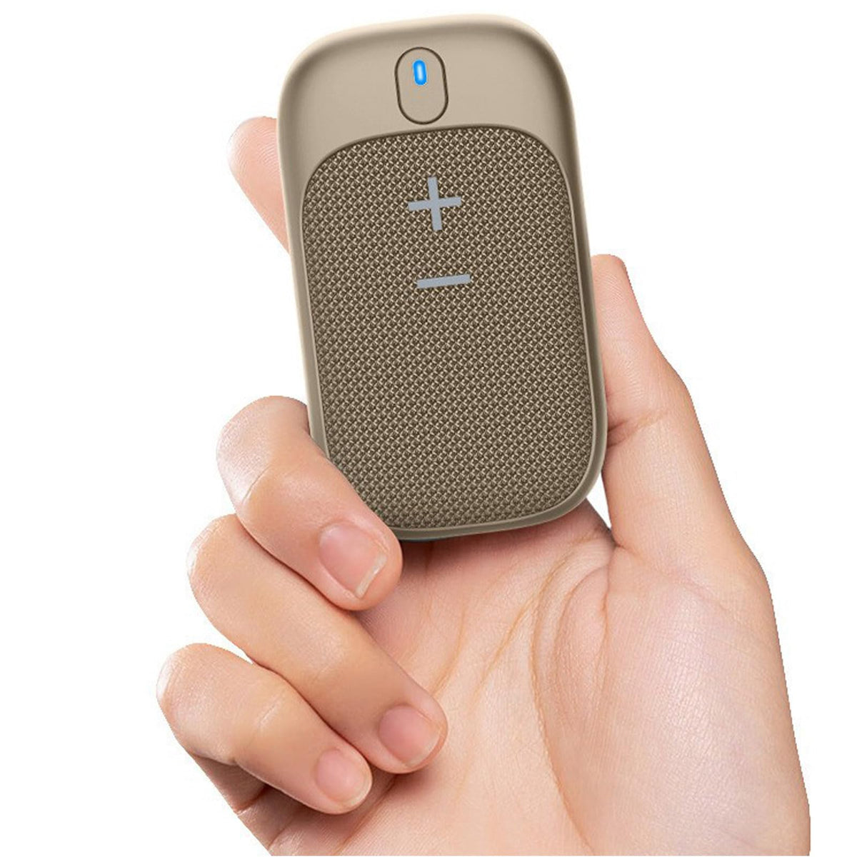 Altavoz Bluetooth Portátil BYDGUMEI Beige Claro con Clip Impermeable y Micrófono Incorporado