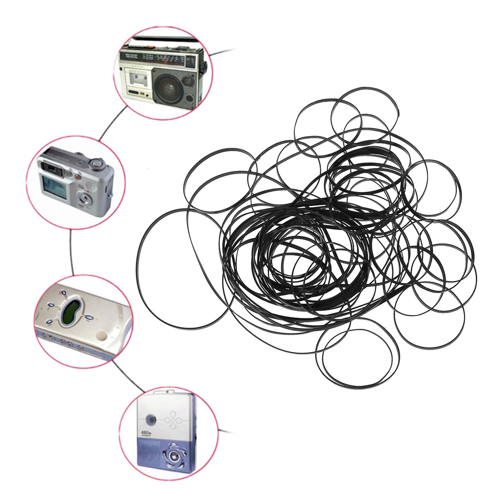Paquete de 100 correas de cinta de cinta de casete de 4 mm de ancho, para grabadores, reproductores portátiles